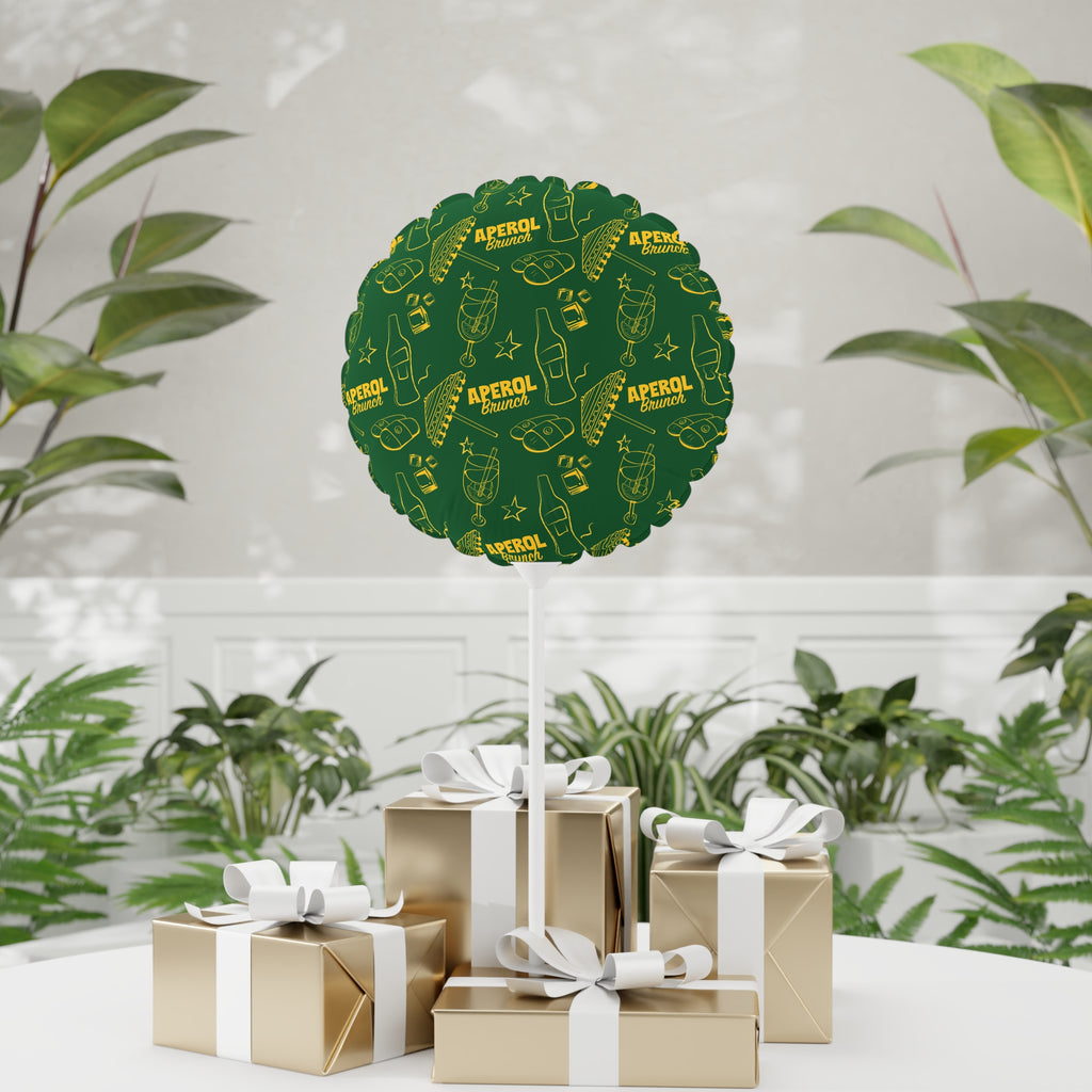 Aperol Brunch 11" Round Foil Balloon — Green Brunch Collection Inspired Design