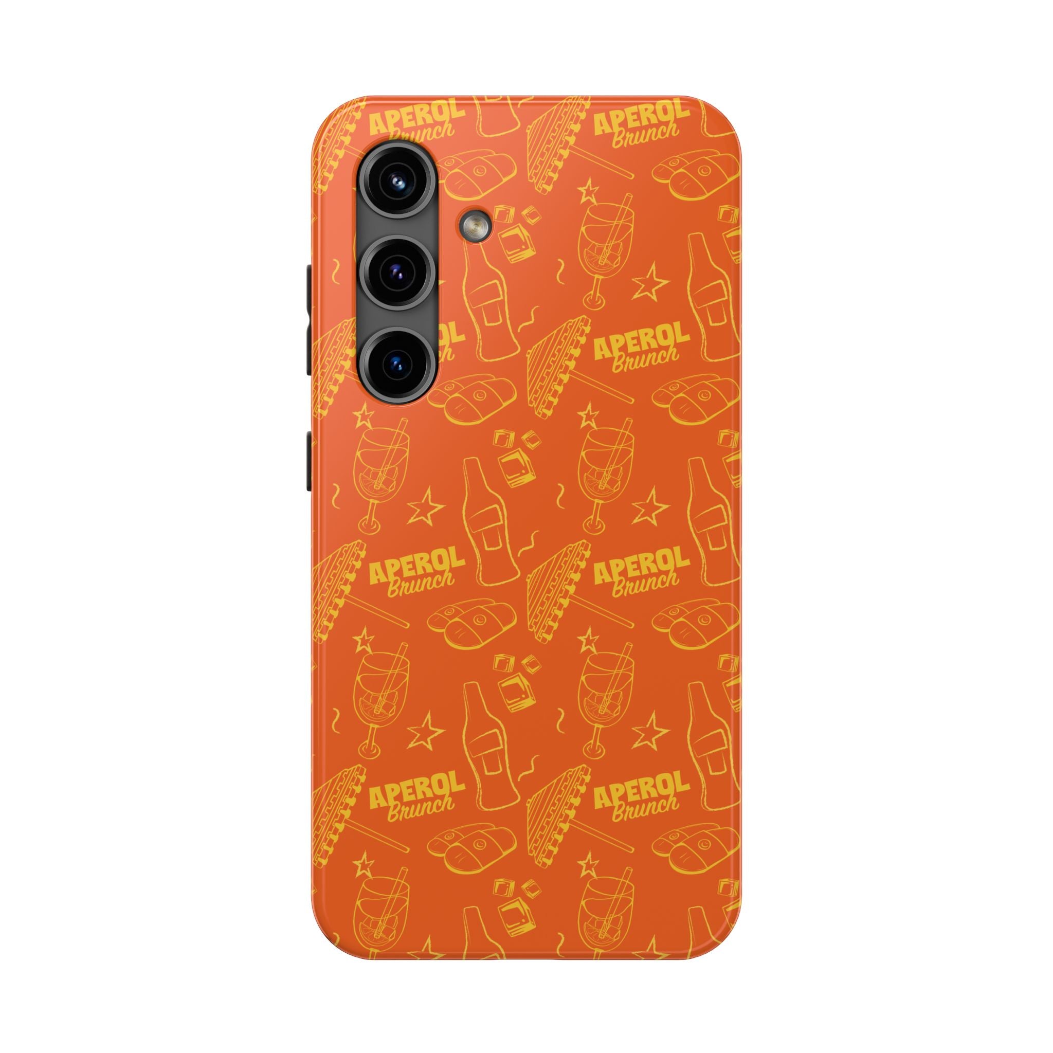 Aperol Spritz Tough Phone Case — Bright Orange Cocktail Pattern, Summer Barware Design