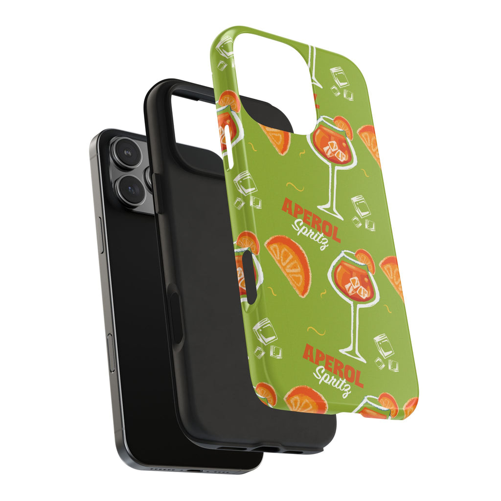 Aperol Spritz Tough Phone Case — Green Cocktail Pattern Phone Cover