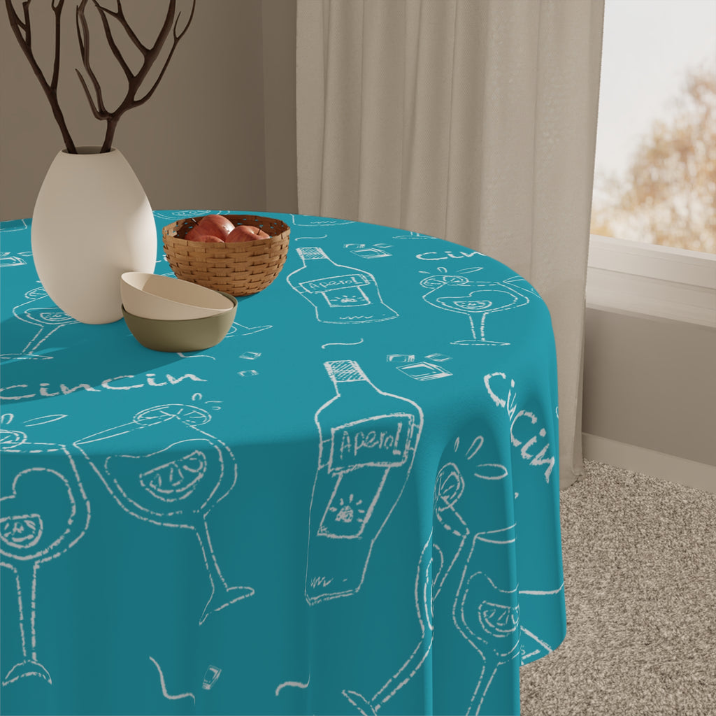 Cin Cin Tablecloth — Turquoise Cin Cin Brunch Inspired Design
