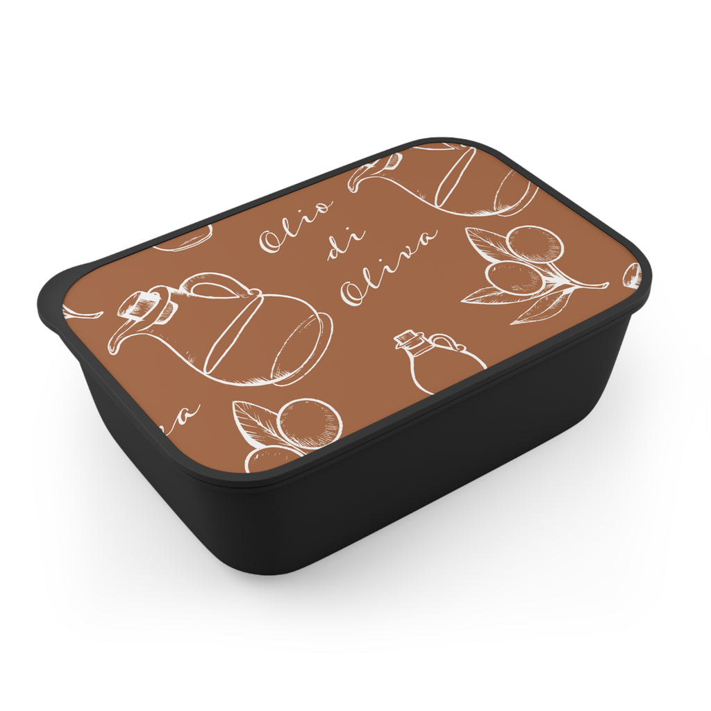 Olive Oil Pattern Bento Box with Utensils