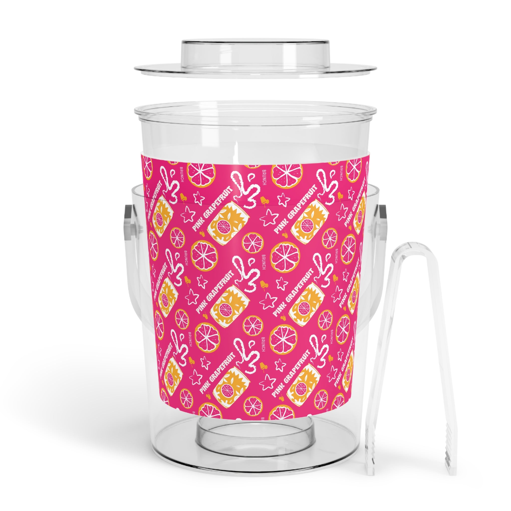 Pink GrapeFruit Fruit Ice Bucket with Tongs — Pink Grapefruit Collection Inspired Design
