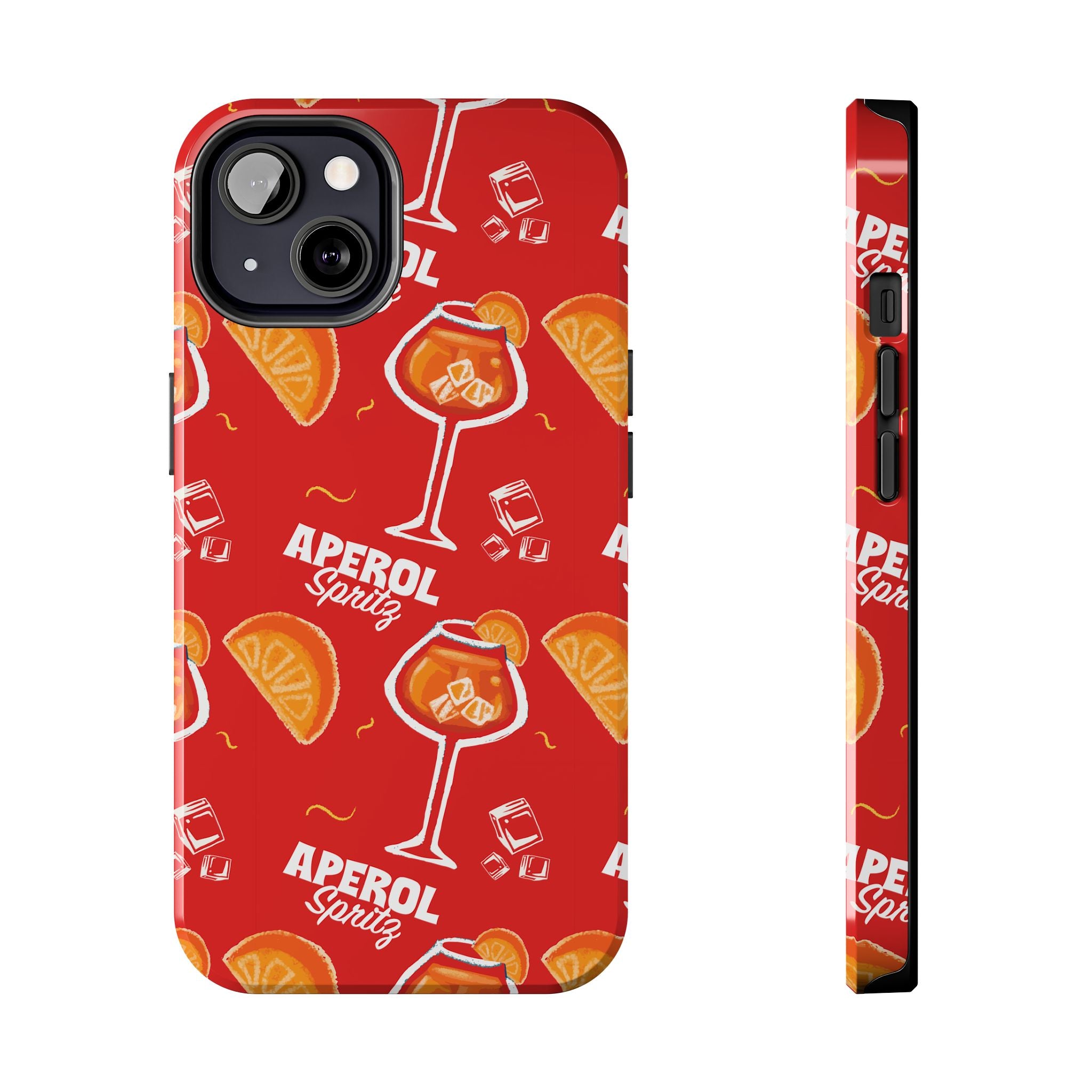 Aperol Spritz Tough Phone Case — Red Cocktail Pattern Protective Cover