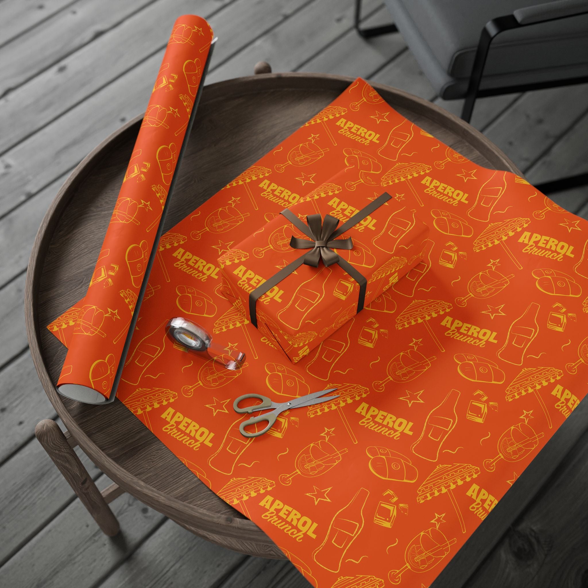Aperol Brunch Peel Wrapping Paper Roll — Orange and Yellow Brunch Collection Inspired Design