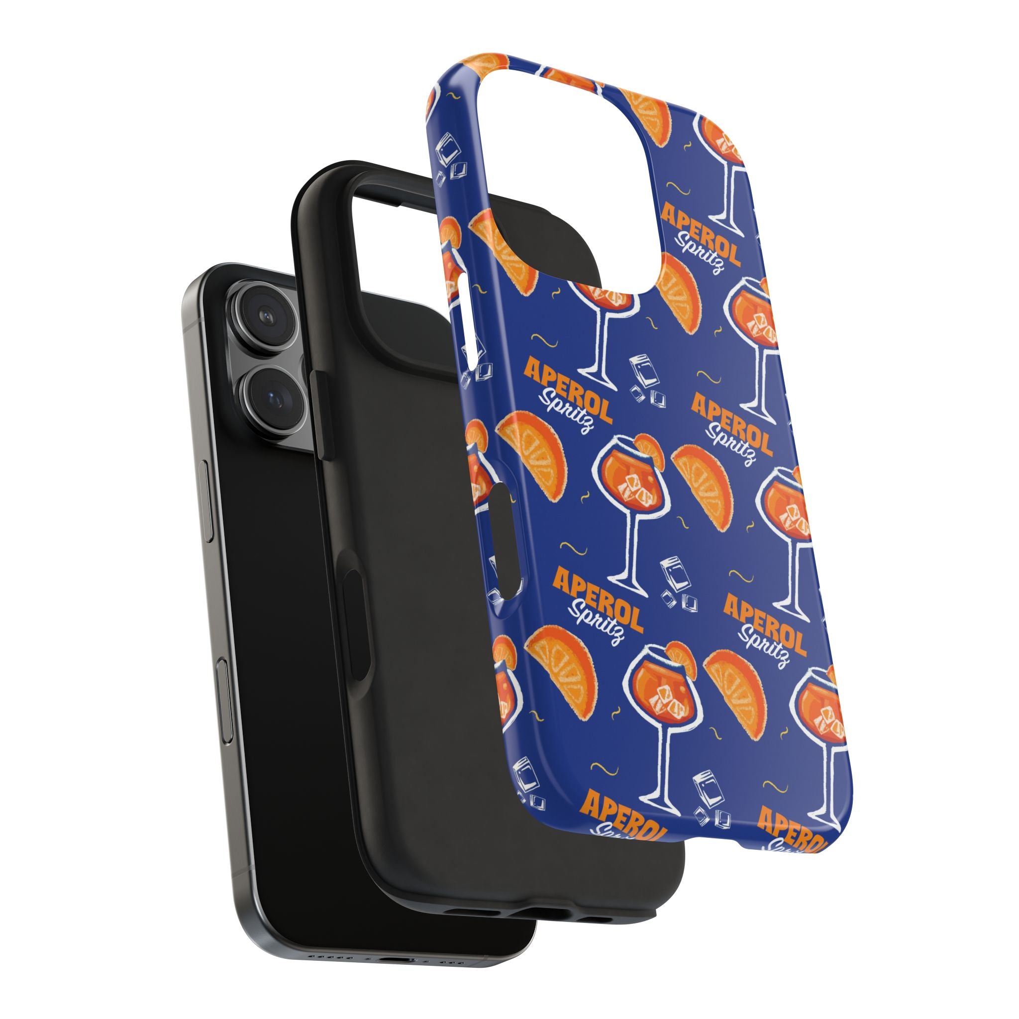 Aperol Spritz Tough Phone Case — Blue Cocktail Pattern Protective Cover