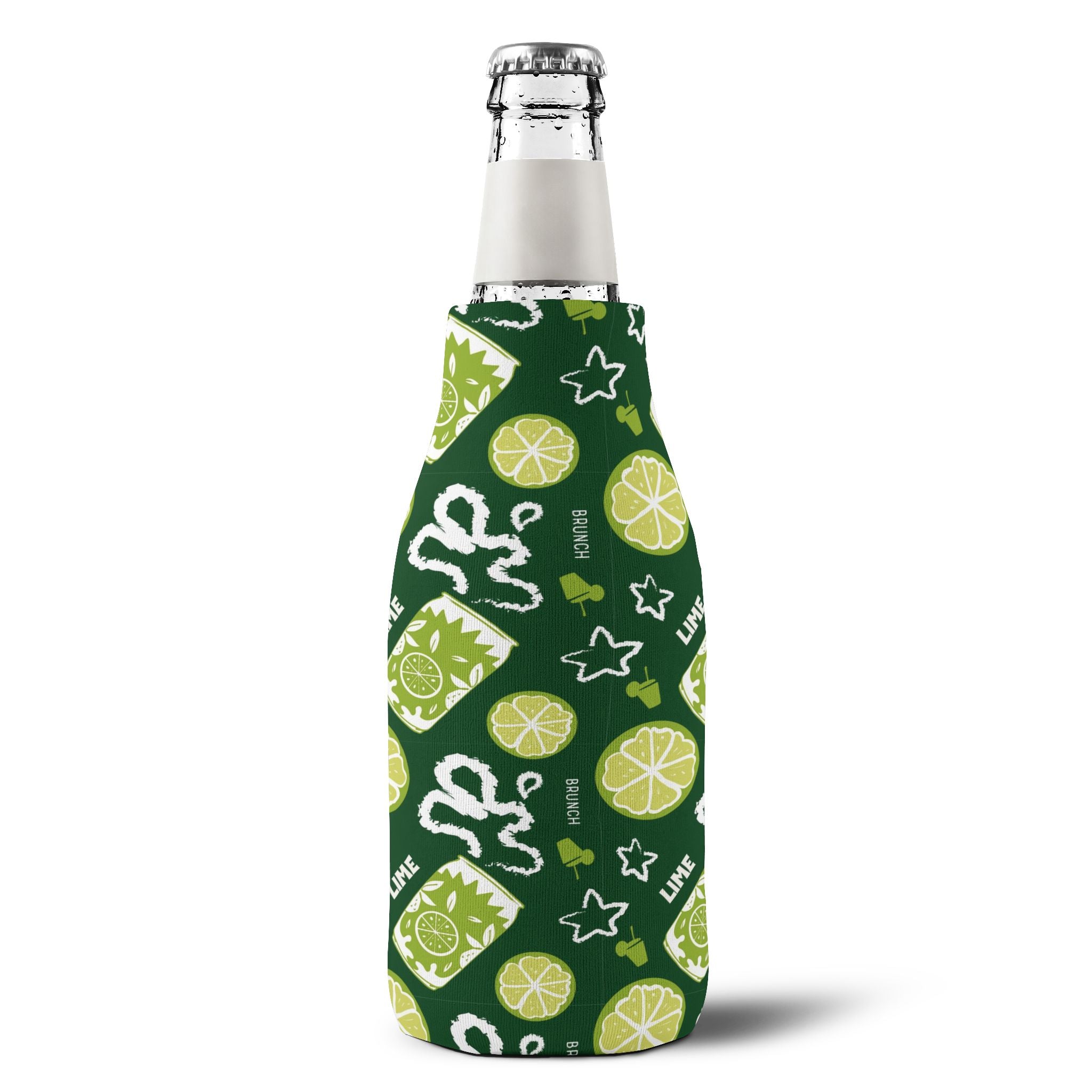 Lime Fruit Brunch Zip-Up Bottle Cooler Sleeve — Lime Brunch Collection Inspired Design
