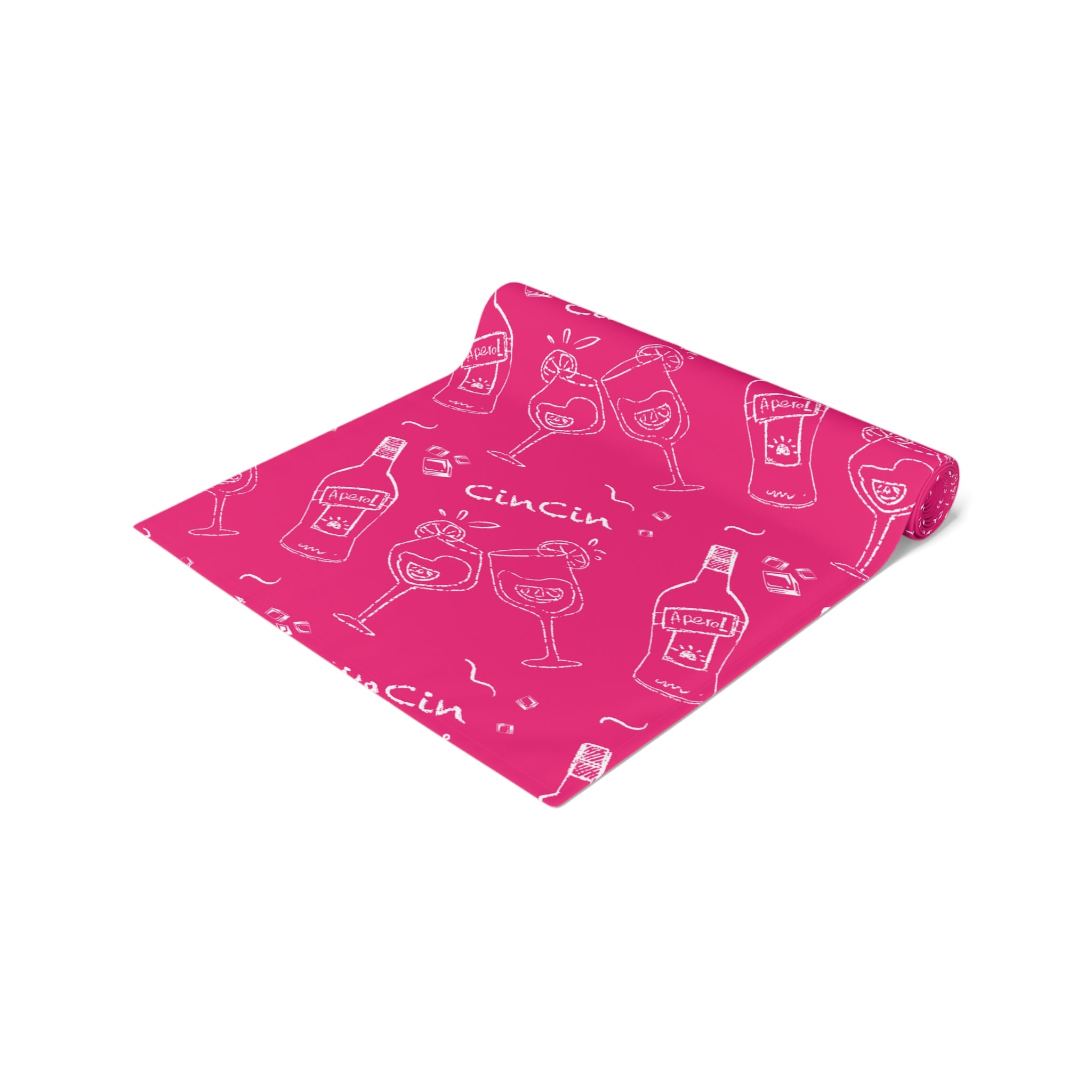 Cin Cin Spritz Table Runner — Magenta Citrus Cocktail Pattern