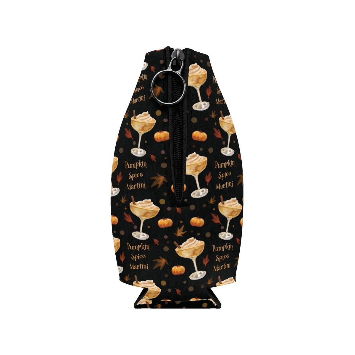 Pumpkin Spice Martini Zip-Up Bottle Cooler Sleeve — Black Pumpkin Collection Inspired Design
