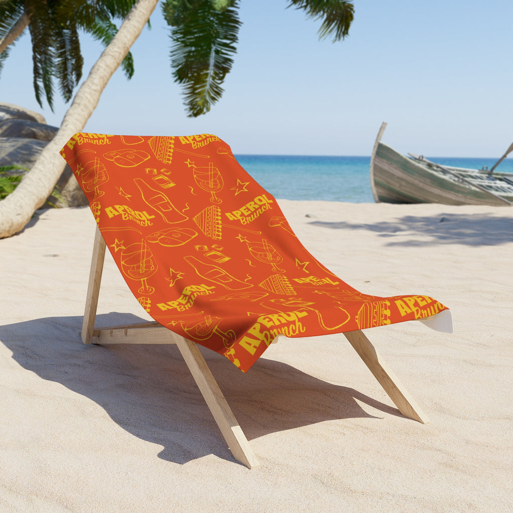 Aperol Brunch Beach Towel – Orange & Yellow Aperol Inspired Design