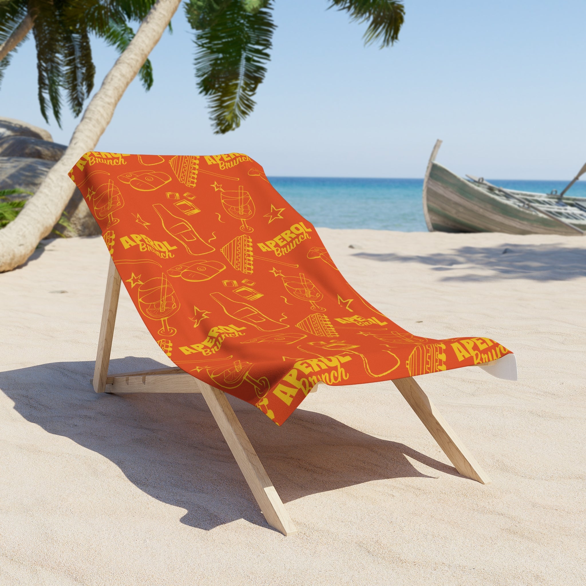 Aperol Brunch Beach Towel – Orange & Yellow Aperol Inspired Design