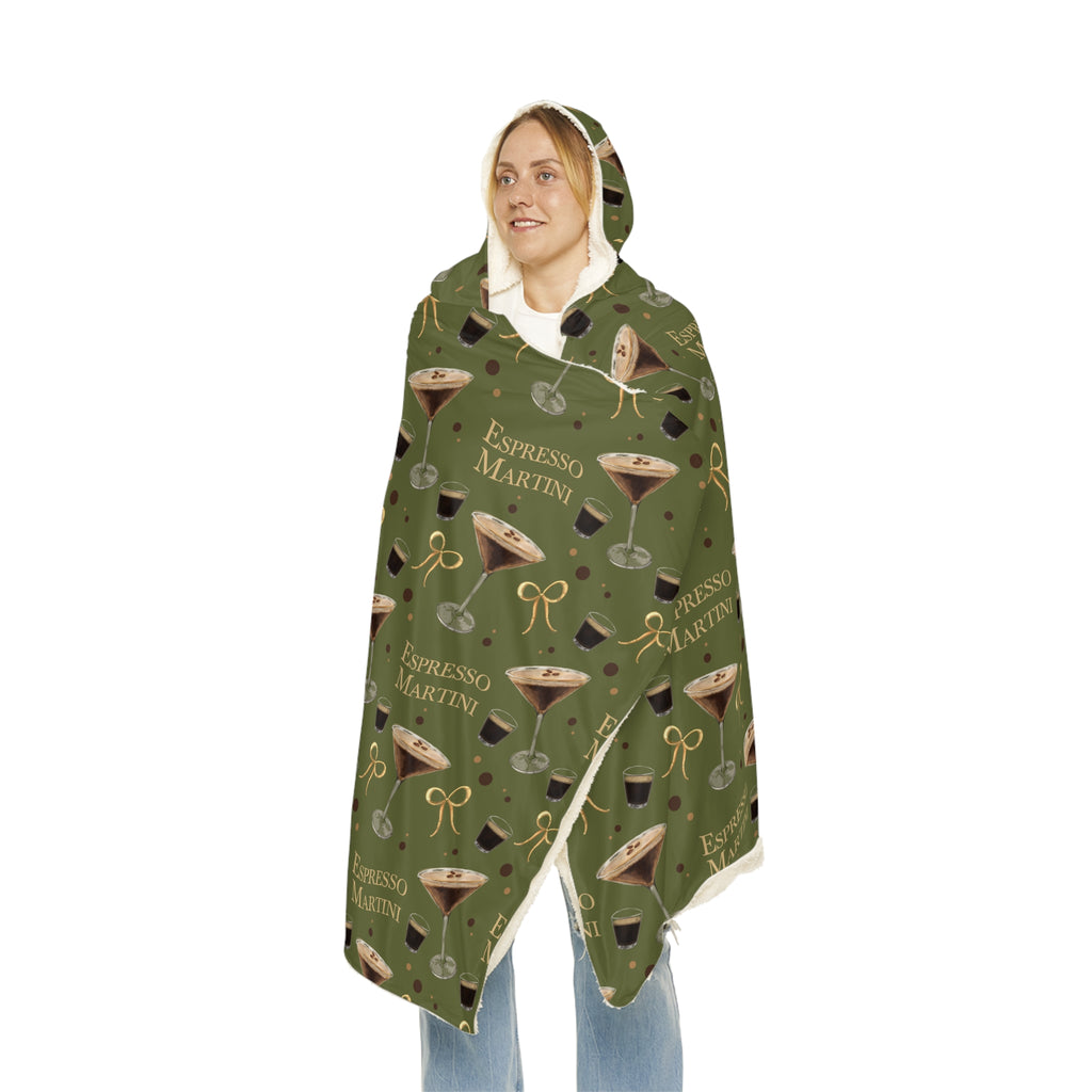 Espresso Martini Hooded Throw Blanket — Olive Green Espresso Collection Inspired Design