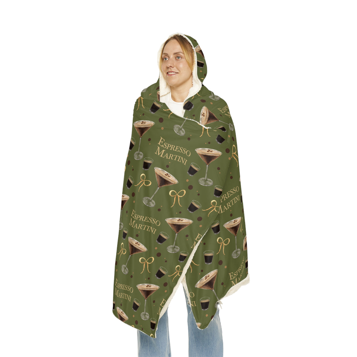 Espresso Martini Hooded Throw Blanket — Olive Green Espresso Collection Inspired Design
