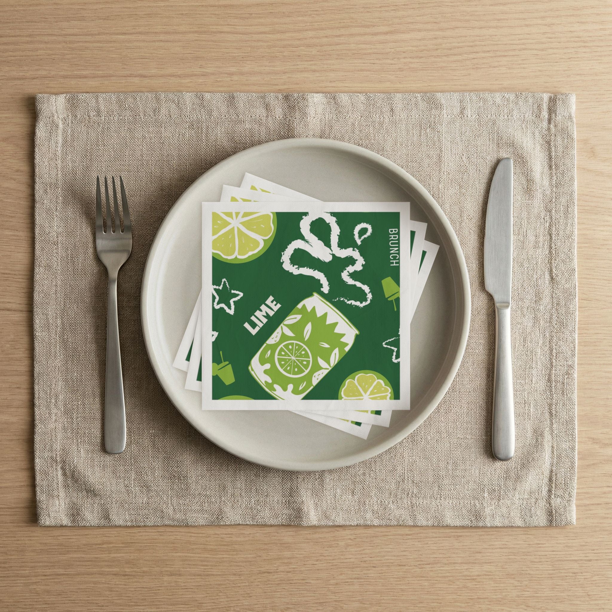 Lime Cocktail Paper Napkins (Pack of 50) – Green Citrus Paper Napkins, Cocktail Party Decor, Beverage Napkins, Hostess Gift