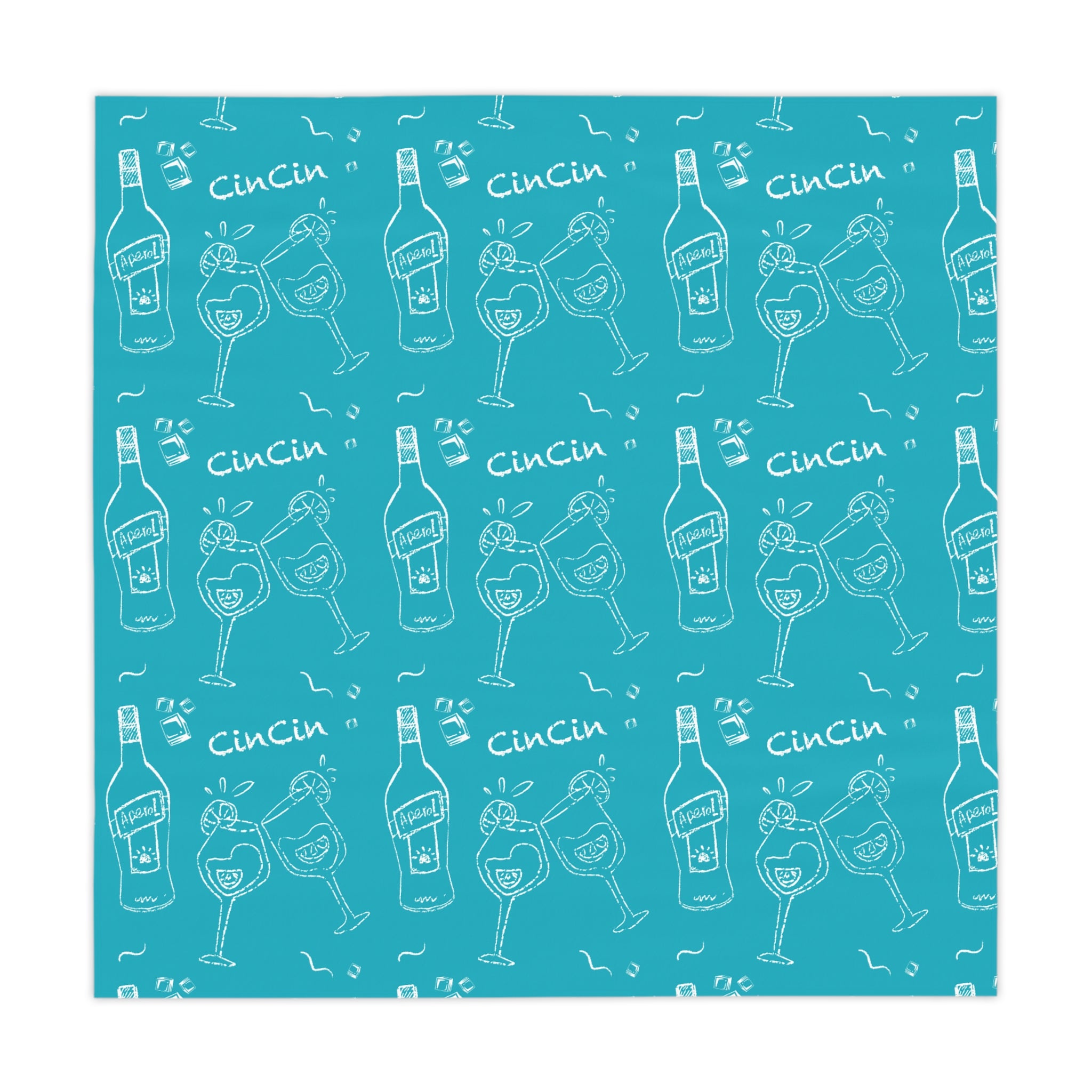 Cin Cin Tablecloth — Turquoise Cin Cin Brunch Inspired Design