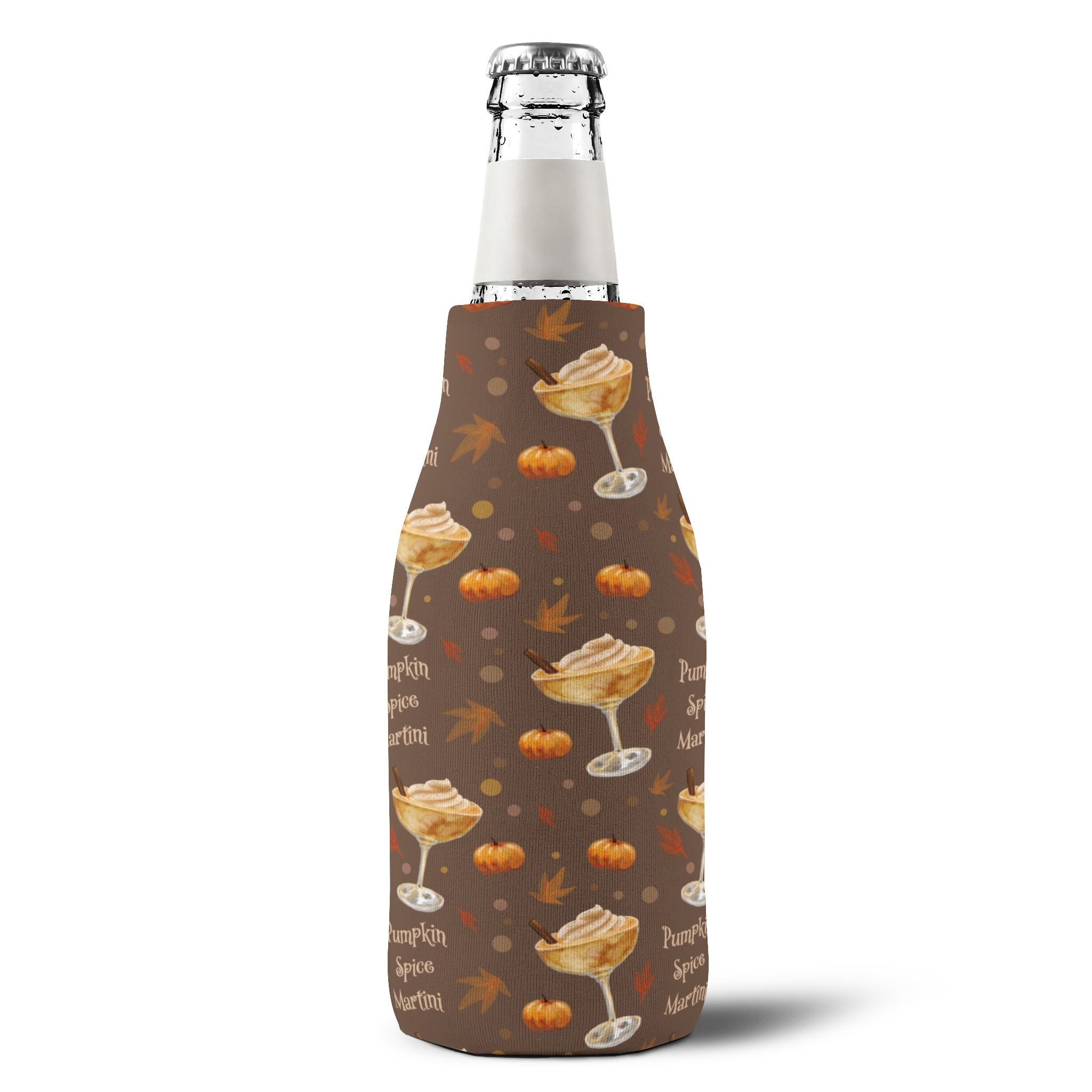 Pumpkin Spice Martini Zip-Up Bottle Cooler Sleeve — Black Pumpkin Collection Inspired Design