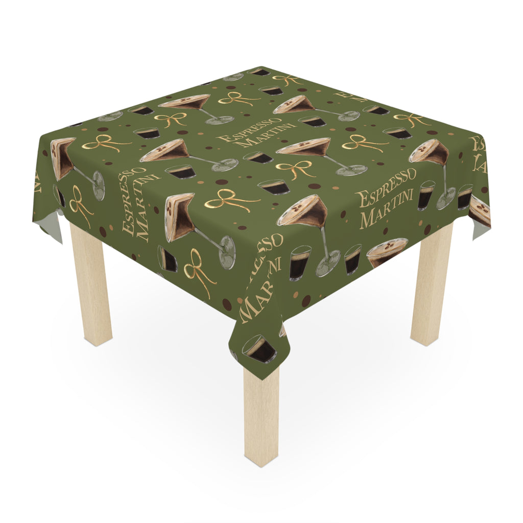 Espresso Martini Tablecloth – Olive Green Espresso Collection Inspired Design