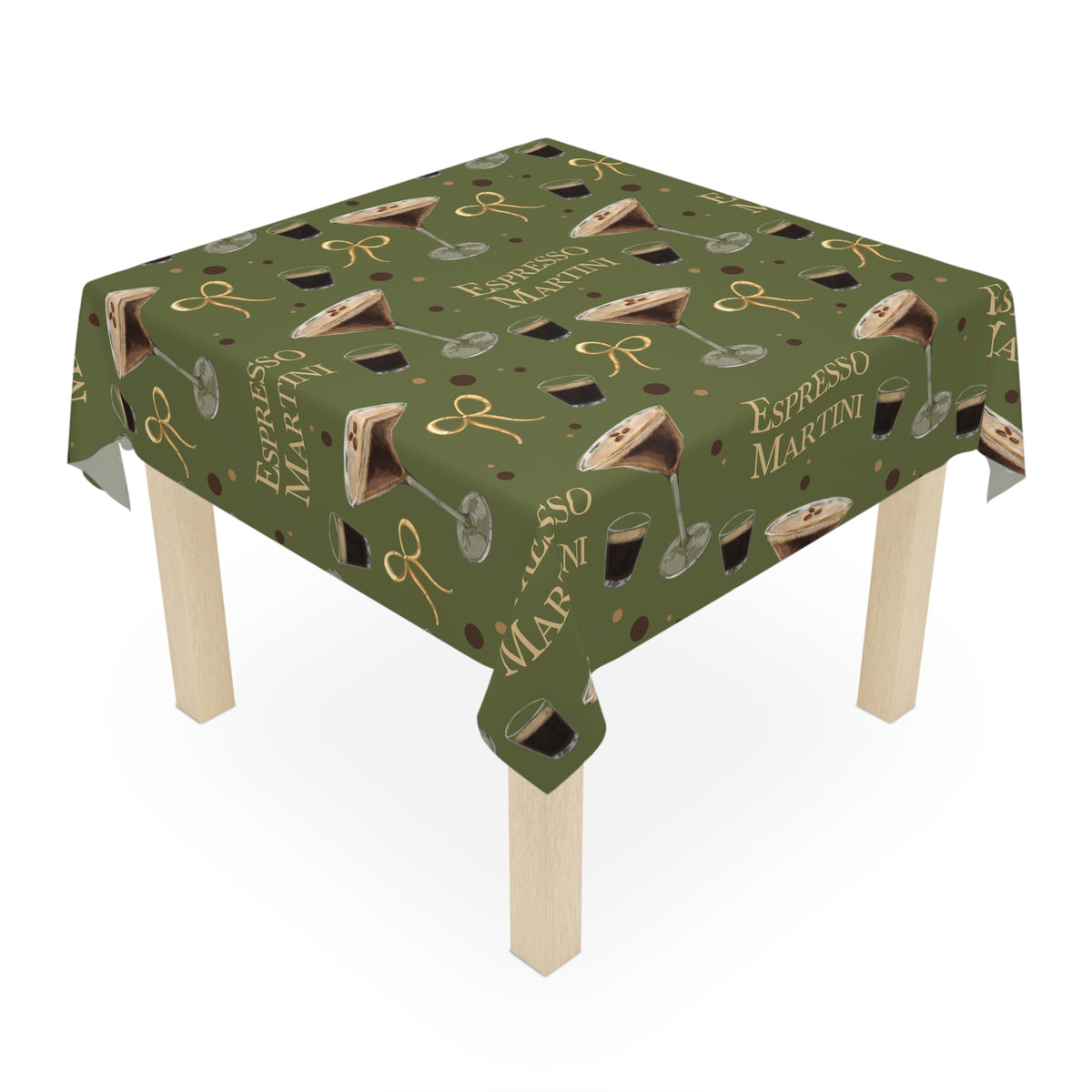 Espresso Martini Tablecloth – Olive Green Espresso Collection Inspired Design