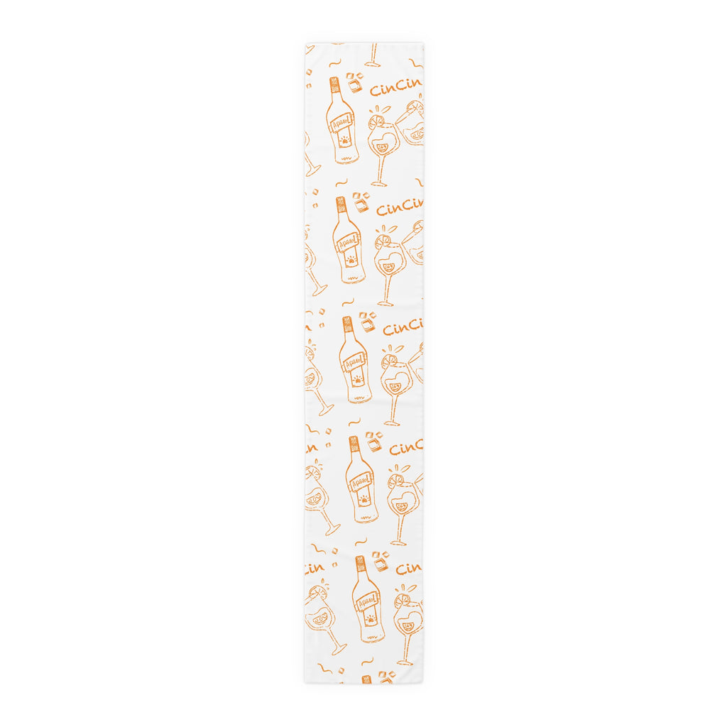 Cin Cin Spritz Table Runner — White Citrus Cocktail Pattern
