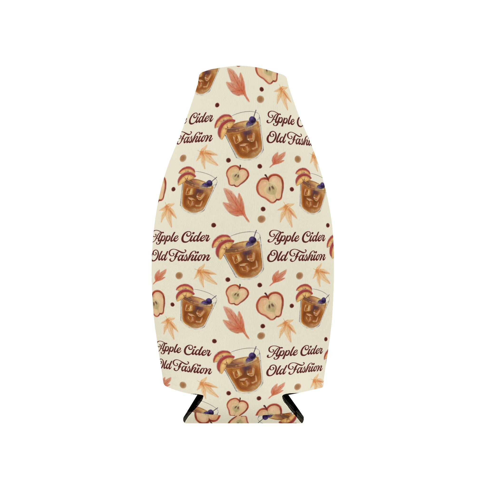 Apple Cider Old Fashioned Zip-Up Bottle Cooler Sleeve — Beige Apple Cider Collection Inspired Design