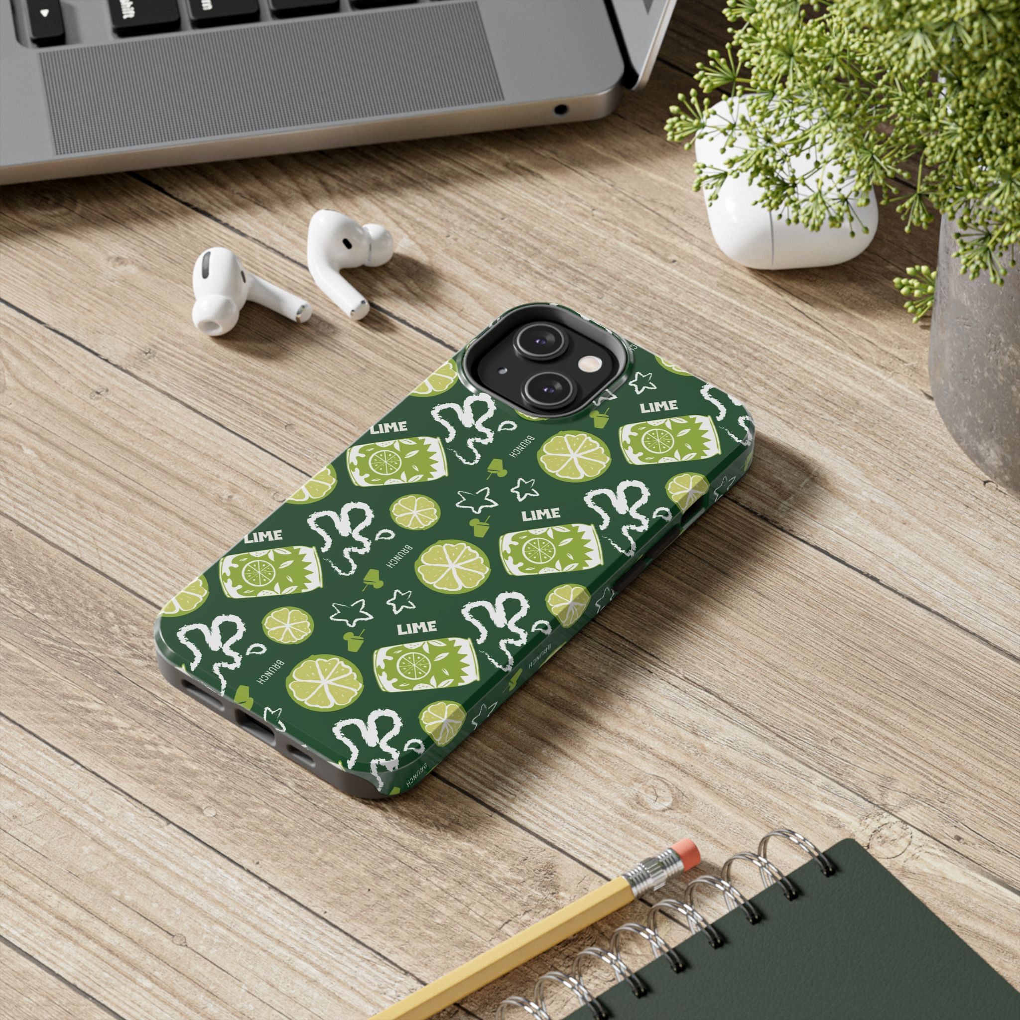 Lime Brunch Fruit Collection Tough Phone Case — Green Aperol Inspired Design