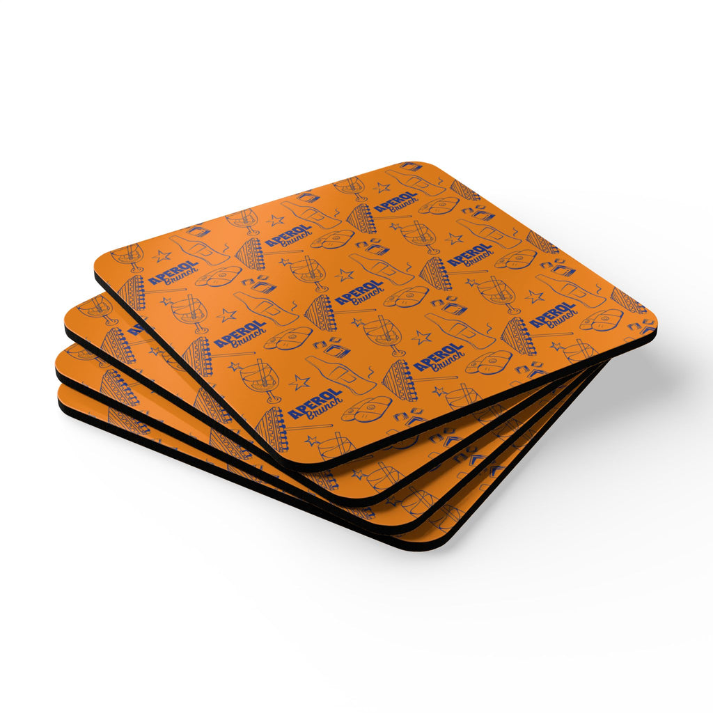 Aperol Brunch Corkwood Coaster Set (4-Pack) – Orange Brunch Collection Inspired Design