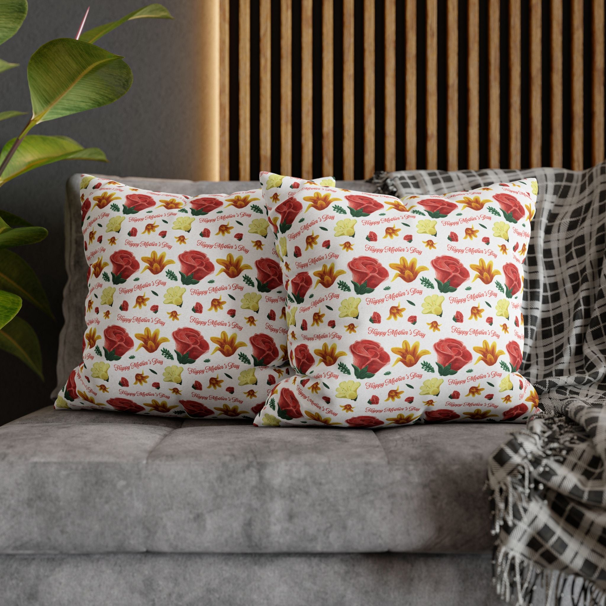 Gift for Mom Floral Throw Pillow Cover – Mother’s Day Botanical Cushion | Spring Home Decor