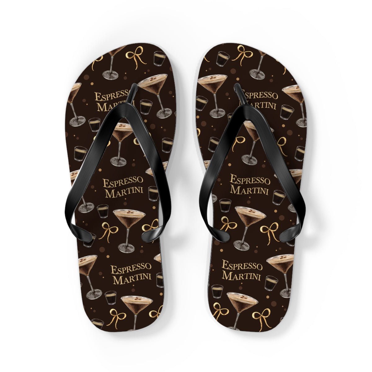 Espresso Martini Flip Flops — Dark Brown Espresso Collection Inspired Design