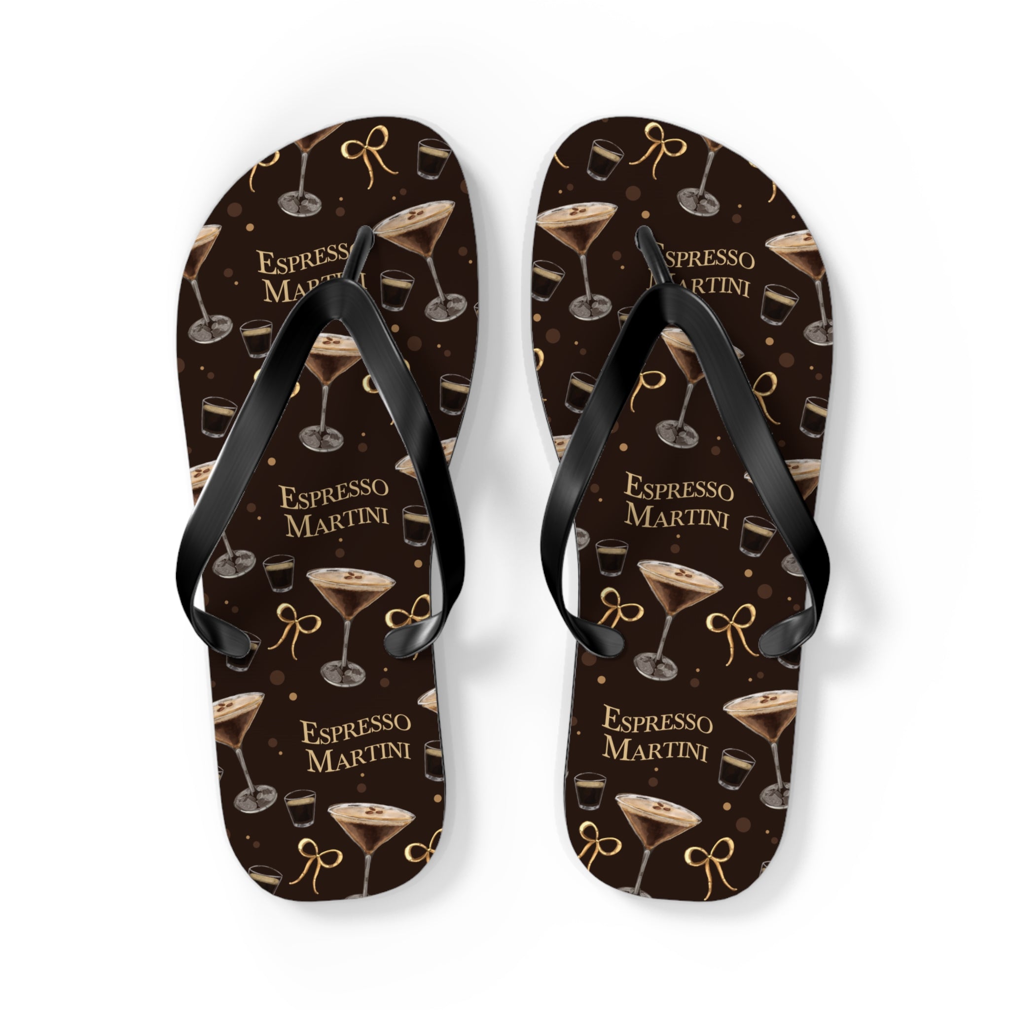 Espresso Martini Flip Flops — Dark Brown Espresso Collection Inspired Design