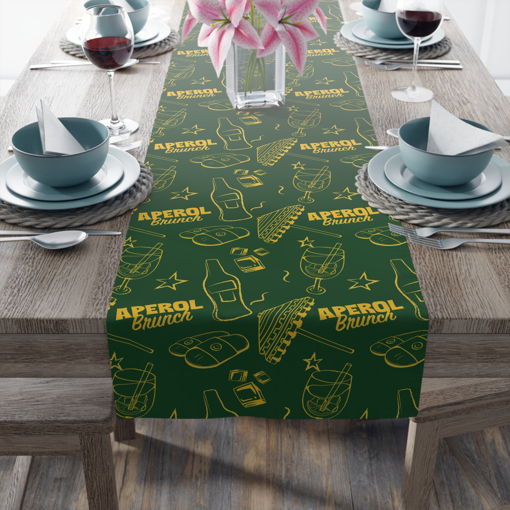 Aperol Brunch Table Runner — Green Citrus Summer Decor
