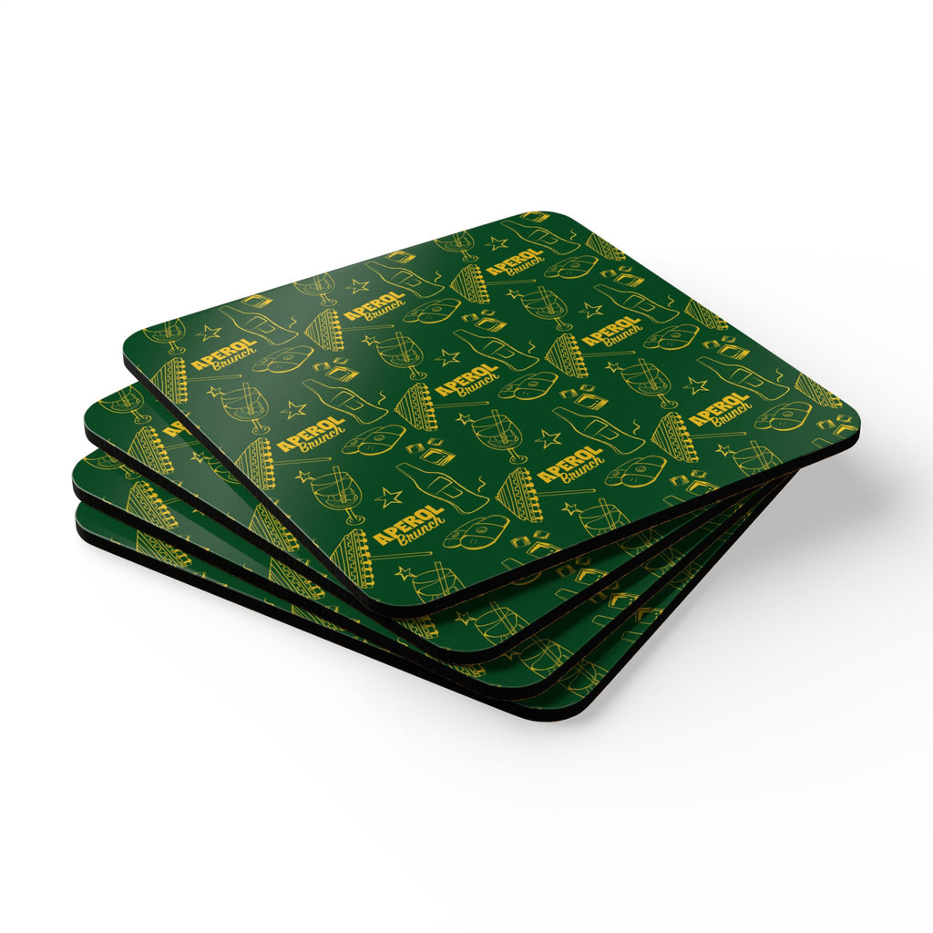 Aperol Brunch Corkwood Coaster Set (4-Pack) – Green Brunch Collection Inspired Design