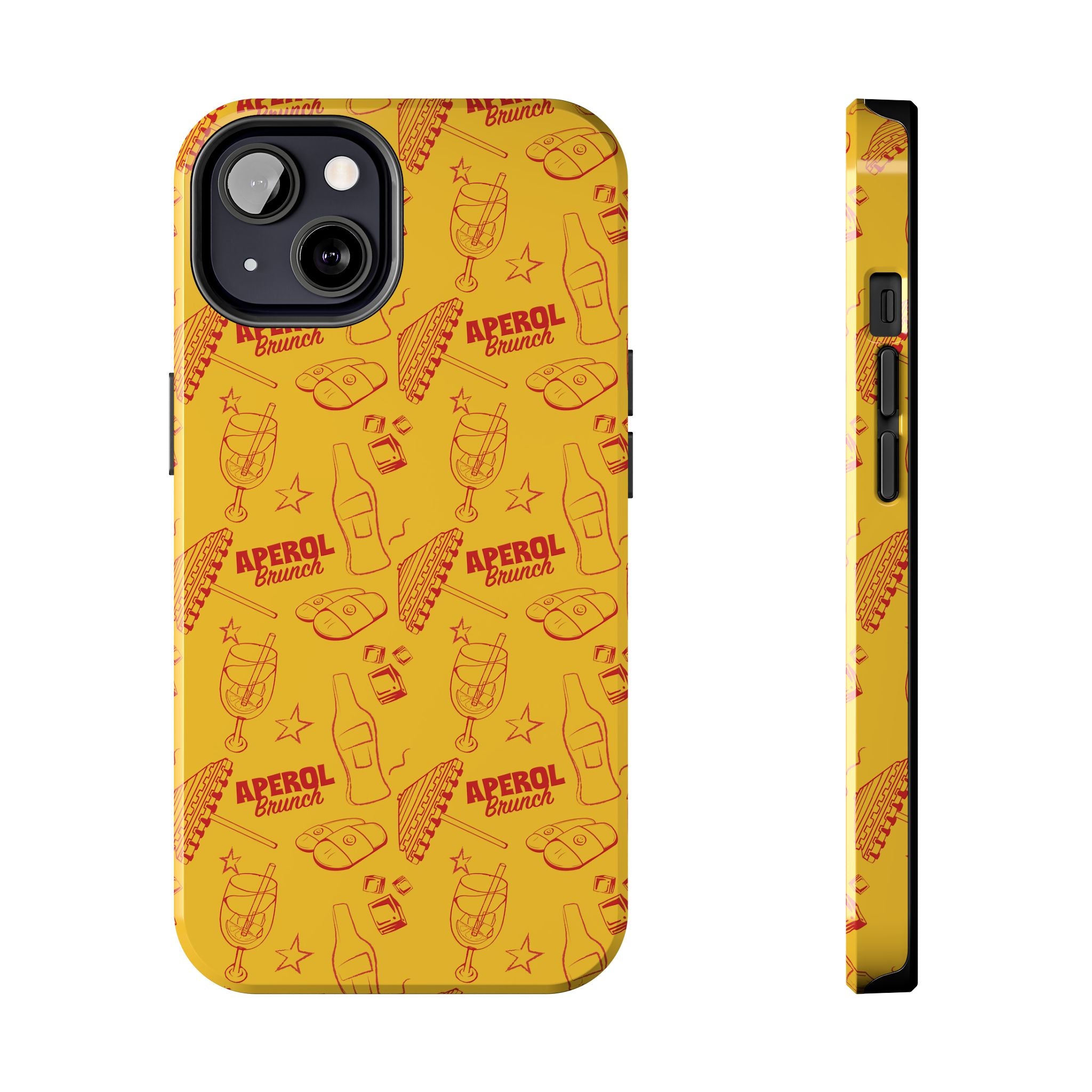 Aperol Brunch Tough Phone Case — Aperol Yellow Patterned Protective Cover