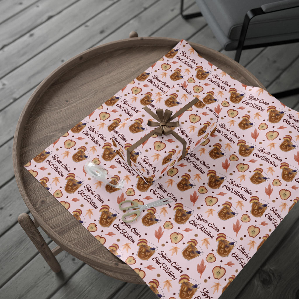 Apple Cider Old Fashioned Wrapping Paper Roll — Light Pink Apple Cider Collection Inspired Design