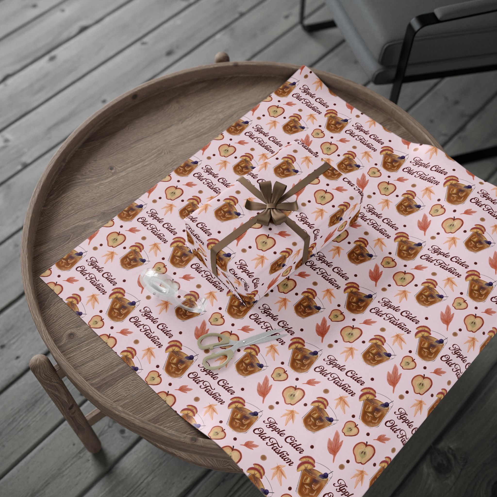 Apple Cider Old Fashioned Wrapping Paper Roll — Light Pink Apple Cider Collection Inspired Design