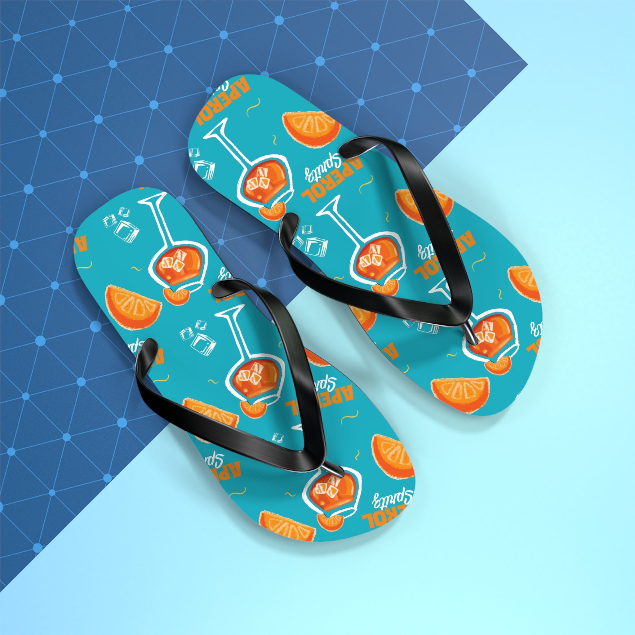 Aperol Spritz Flip Flops — Turquoise Spritz Collection Inspired Design