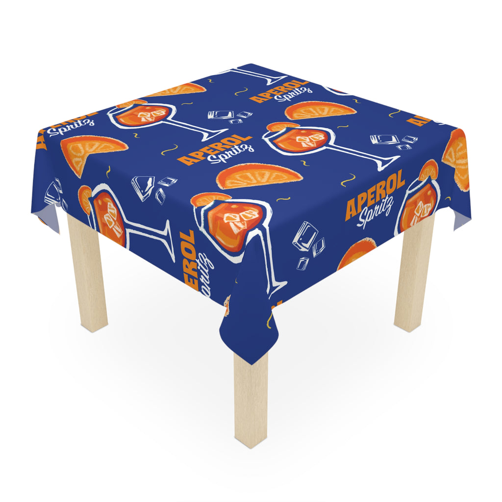 Aperol Spritz Tablecloth — Bright Blue Cocktail Party Table Cover