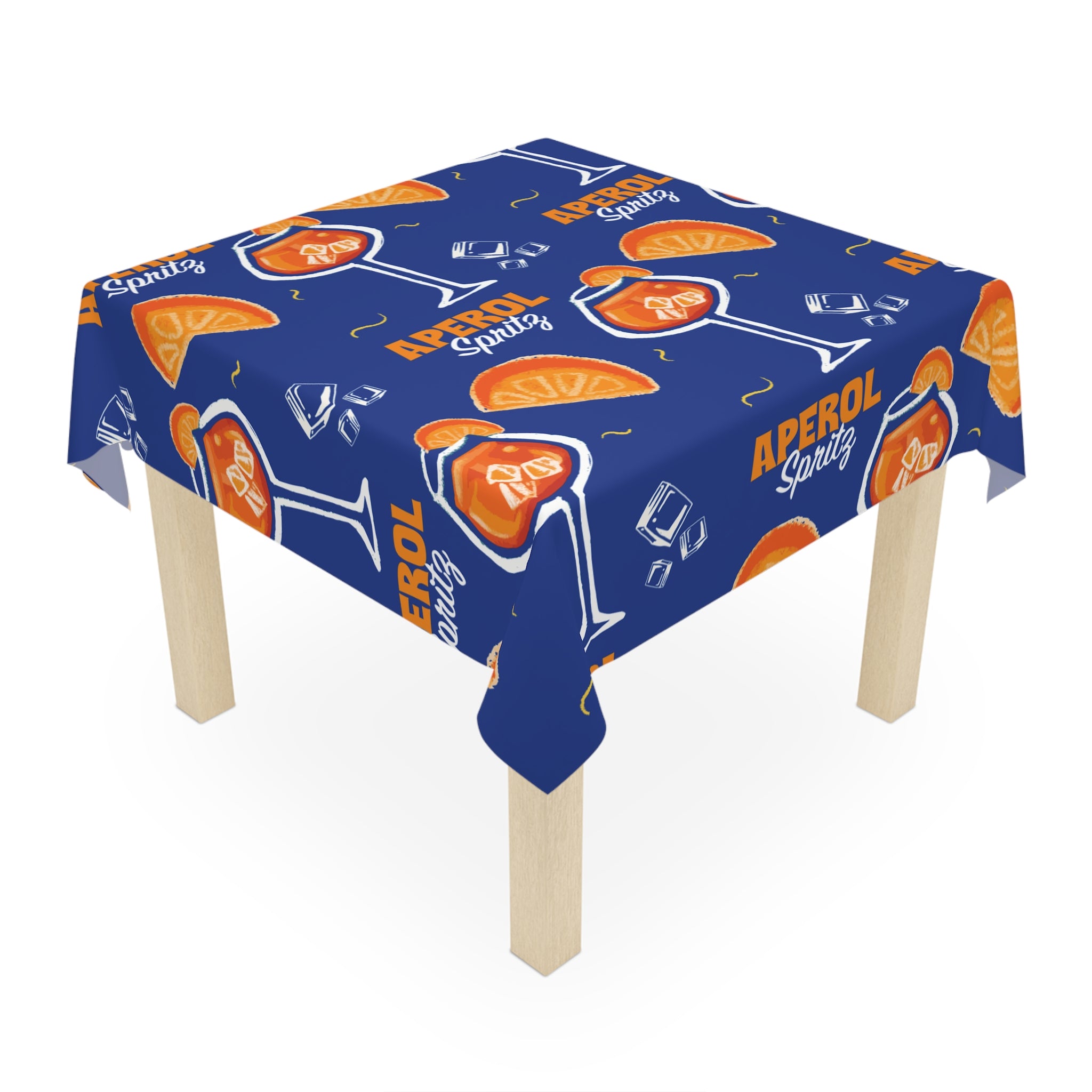Aperol Spritz Tablecloth — Bright Blue Cocktail Party Table Cover