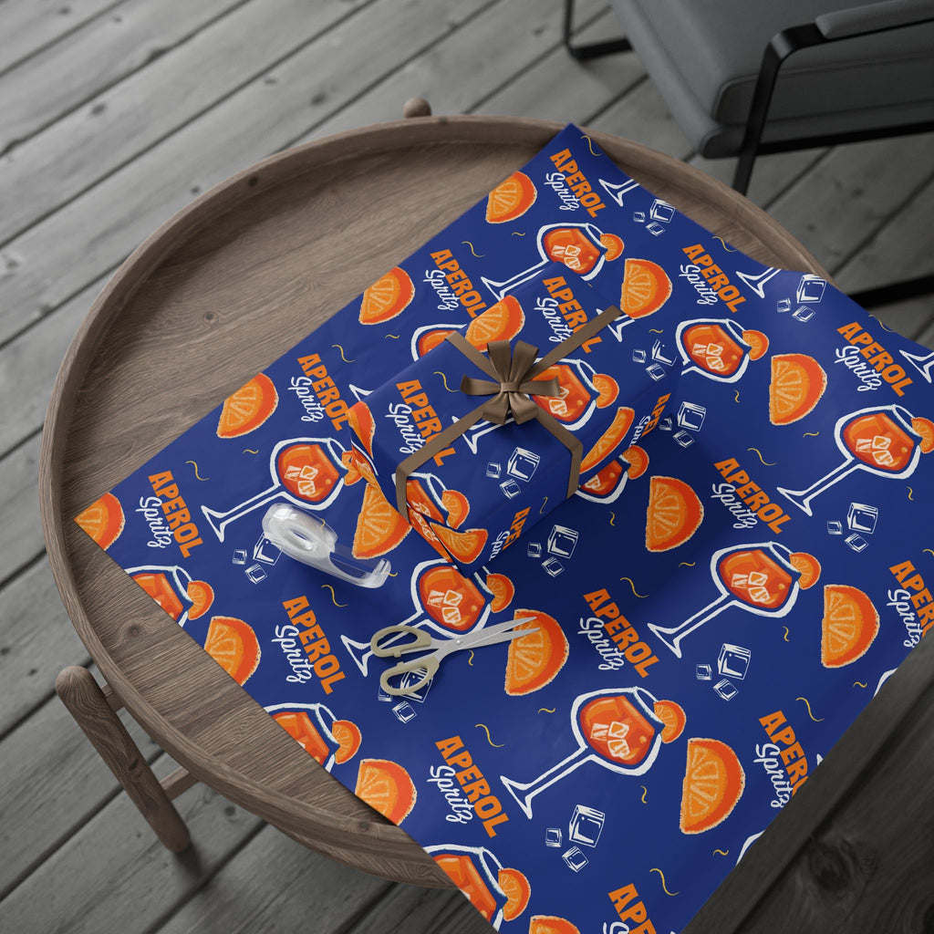 Aperol Spritz Peel Wrapping Paper Roll — Blue Spritz Collection Inspired Design