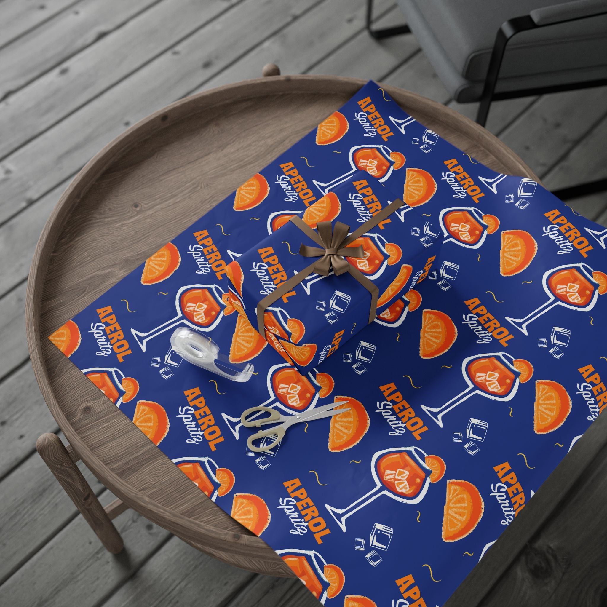 Aperol Spritz Peel Wrapping Paper Roll — Blue Spritz Collection Inspired Design