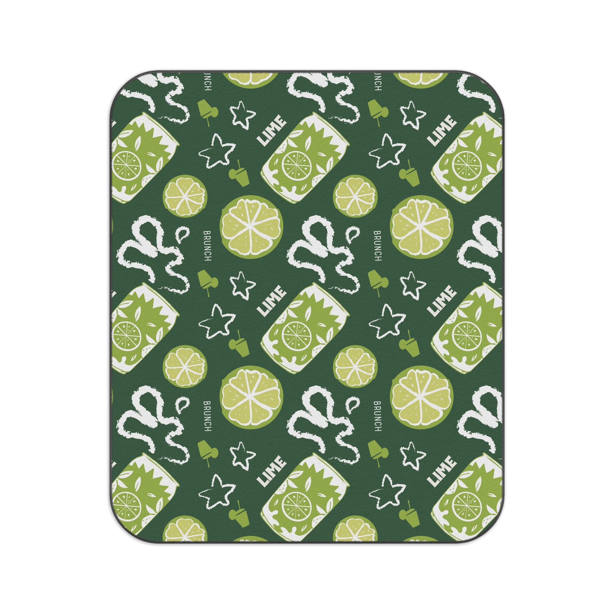 Lime Fruit Pattern Picnic Blanket — Green Aperol Inspired Design