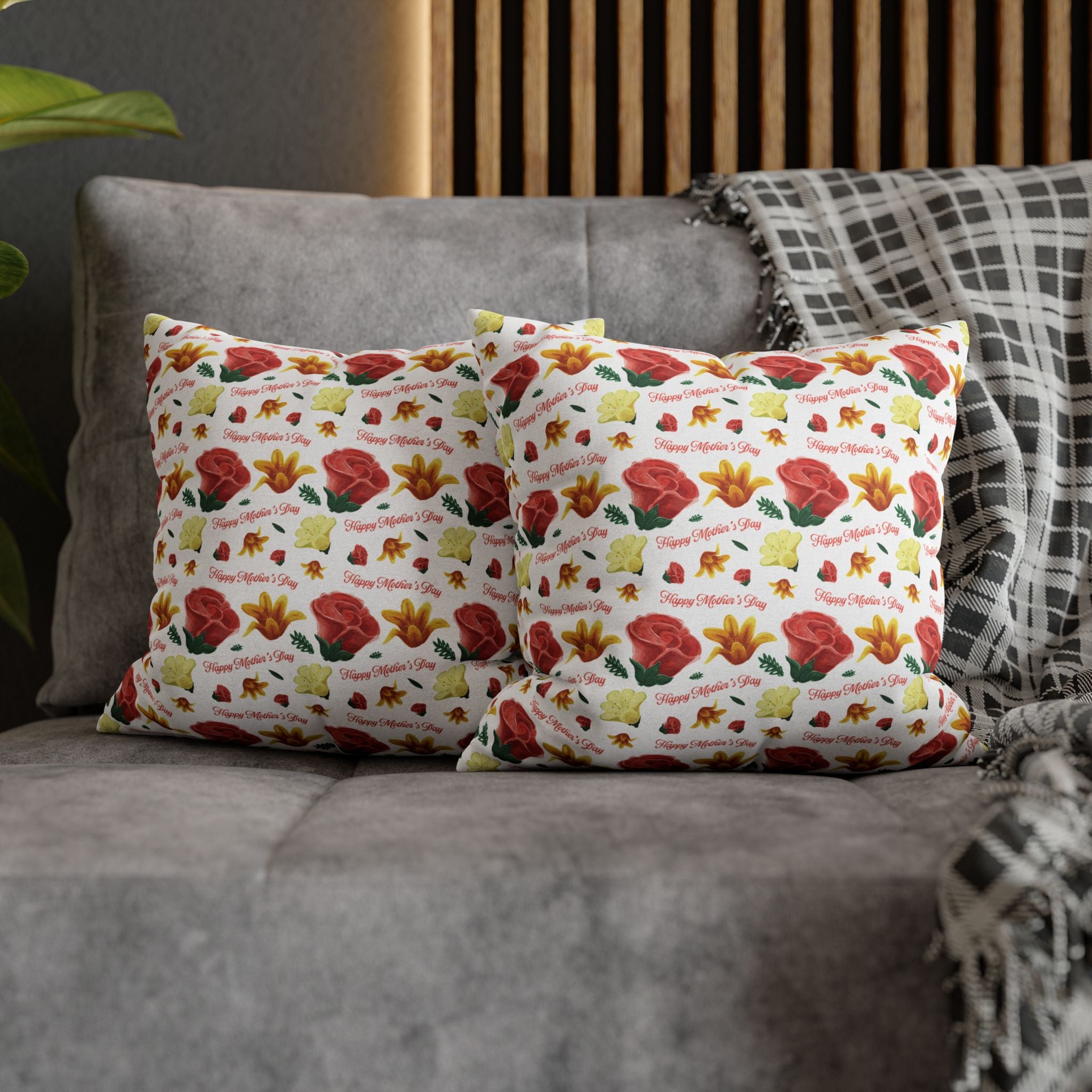 Gift for Mom Floral Throw Pillow Cover – Mother’s Day Botanical Cushion | Spring Home Decor