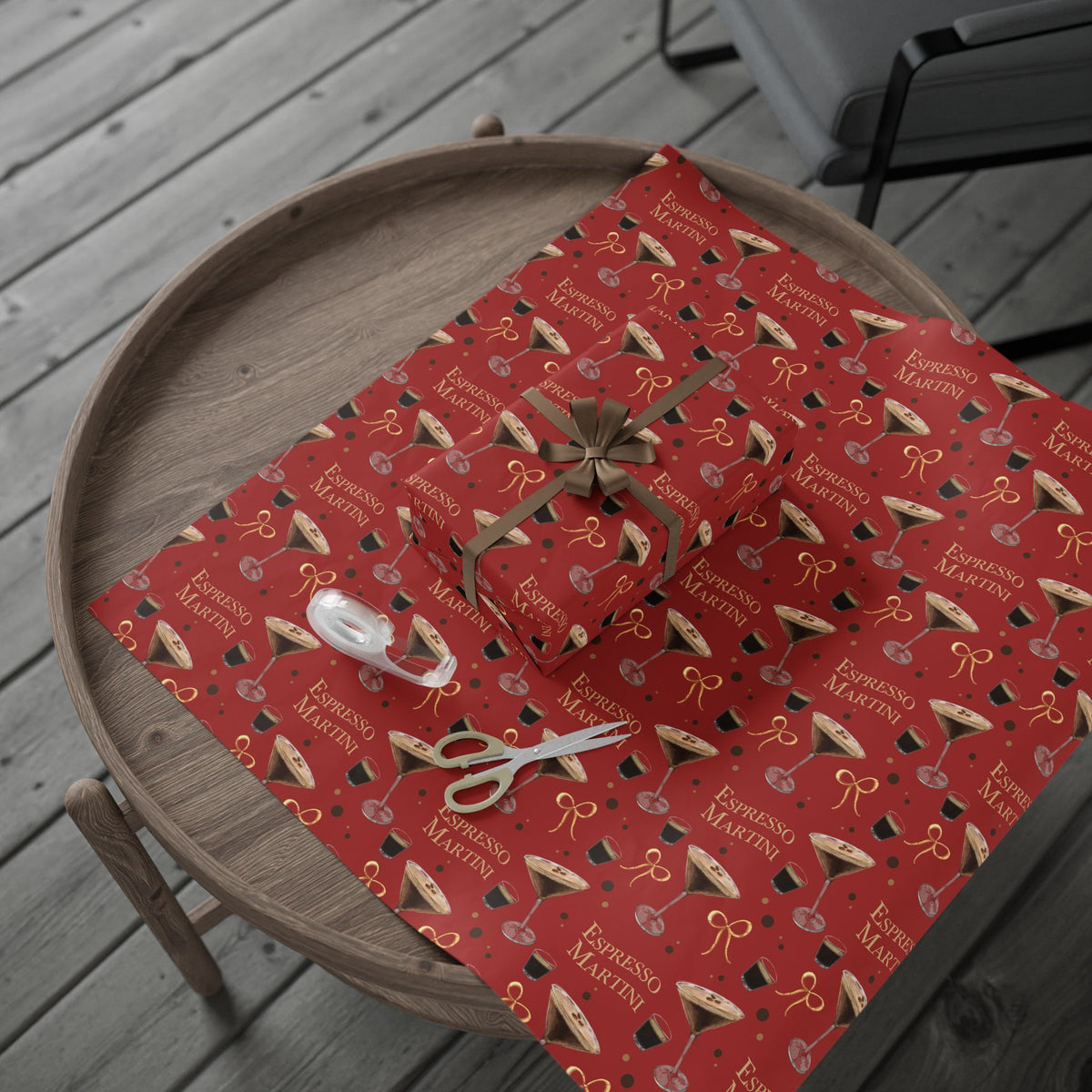 Espresso Martini Wrapping Paper Roll — Red Espresso Collection Inspired Design