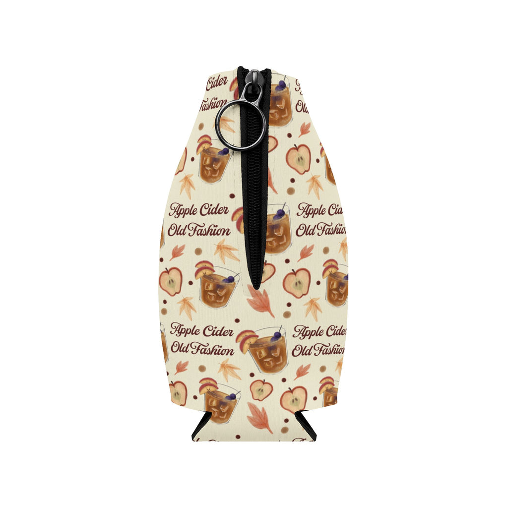 Apple Cider Old Fashioned Zip-Up Bottle Cooler Sleeve — Beige Apple Cider Collection Inspired Design
