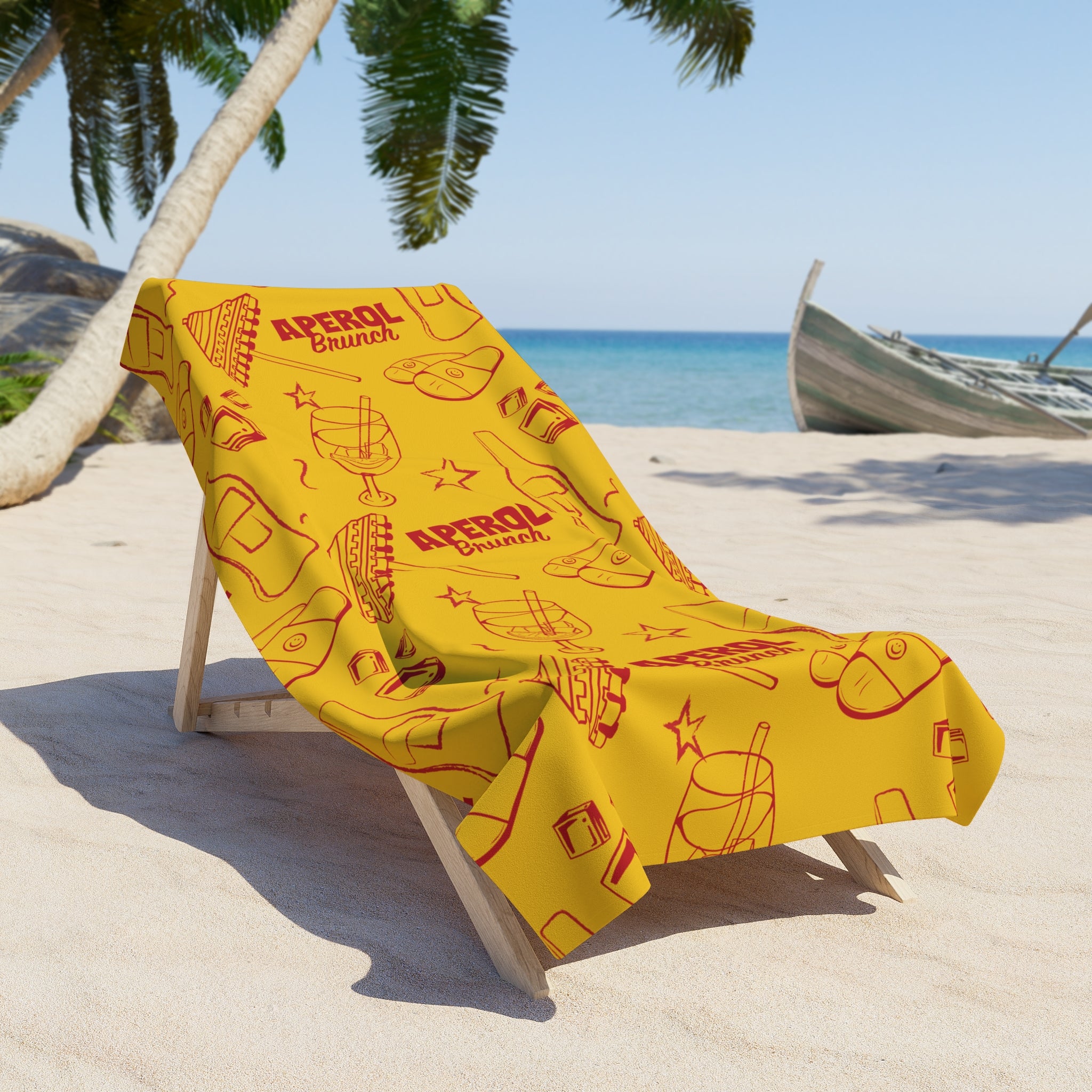 Aperol Brunch Beach Towel – Yellow Aperol Inspired Design