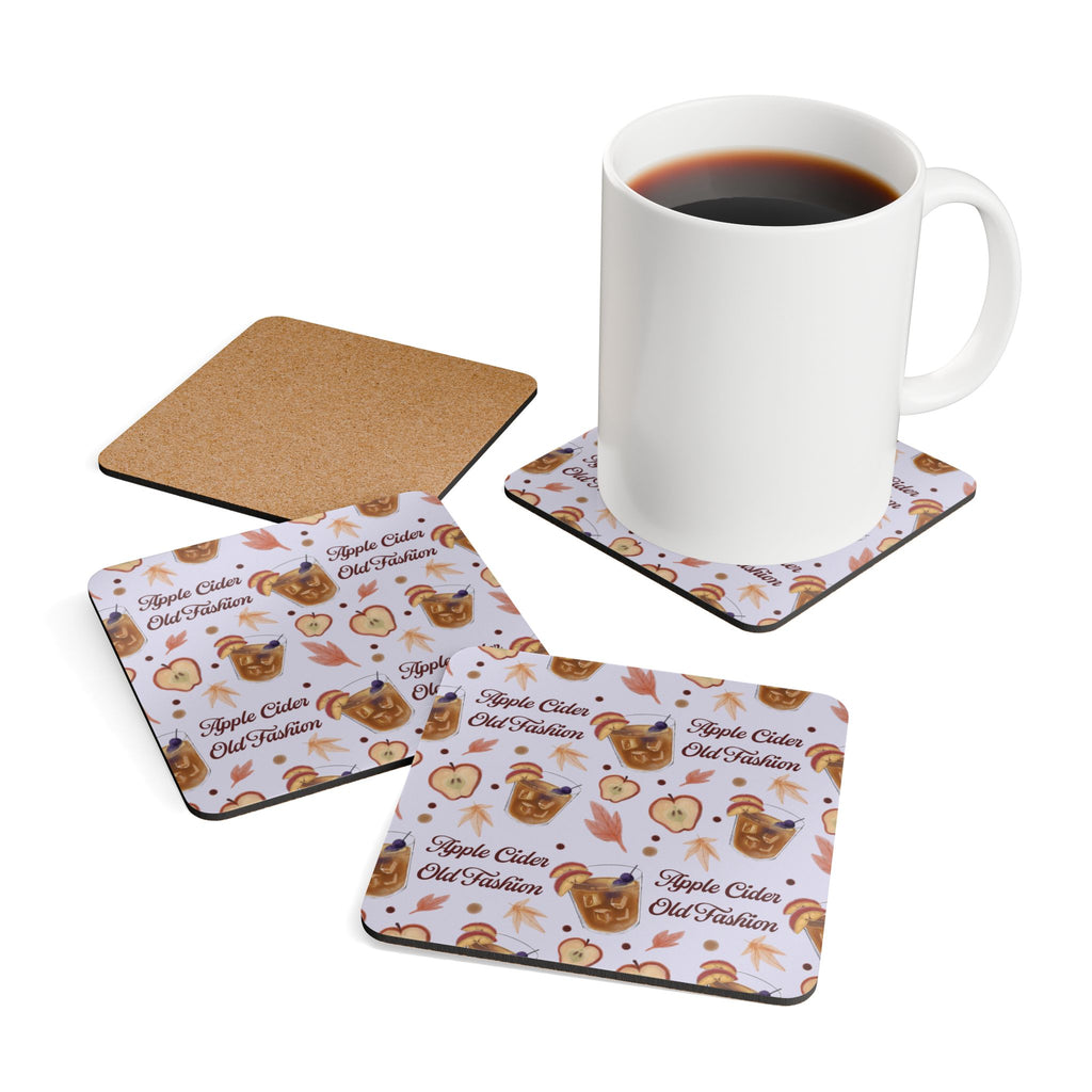 Apple Cider Old Fashioned Cork Coaster Set of 4 — Light Violet Apple Cider Collection Inspired Design