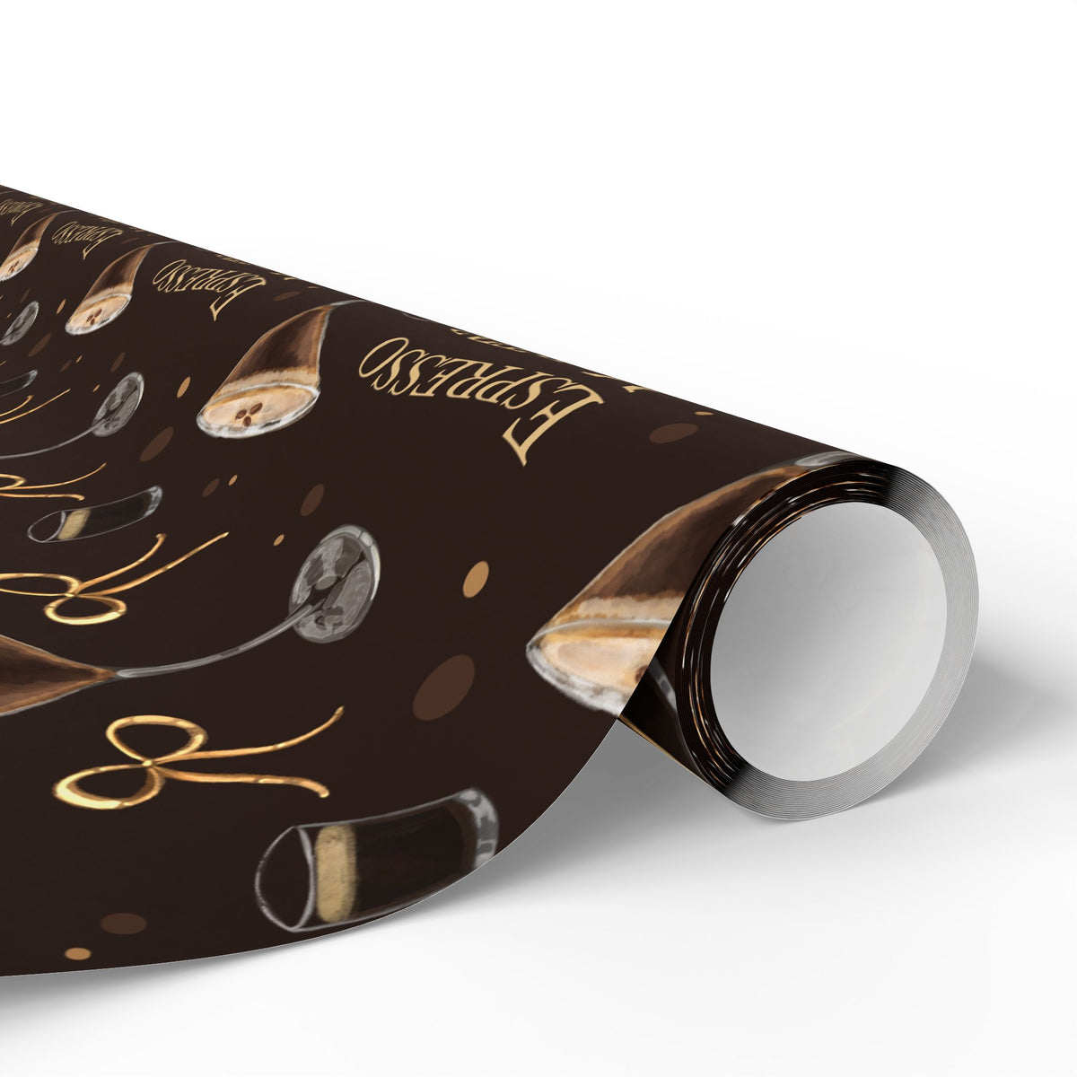 Espresso Martini Wrapping Paper Roll — Dark Brown Espresso Collection Inspired Design