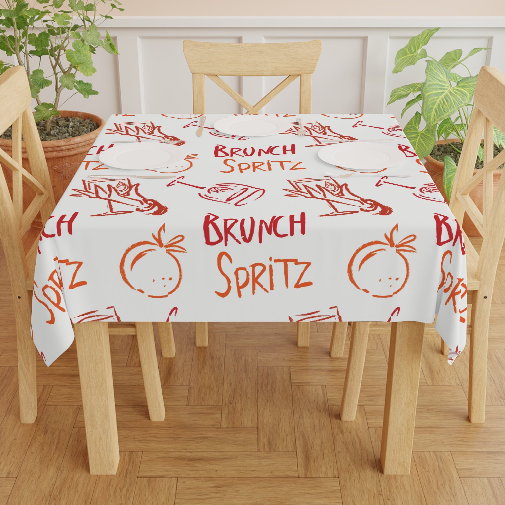 Brunch Spritz Tablecloth — White Brunch Collection Inspired Design