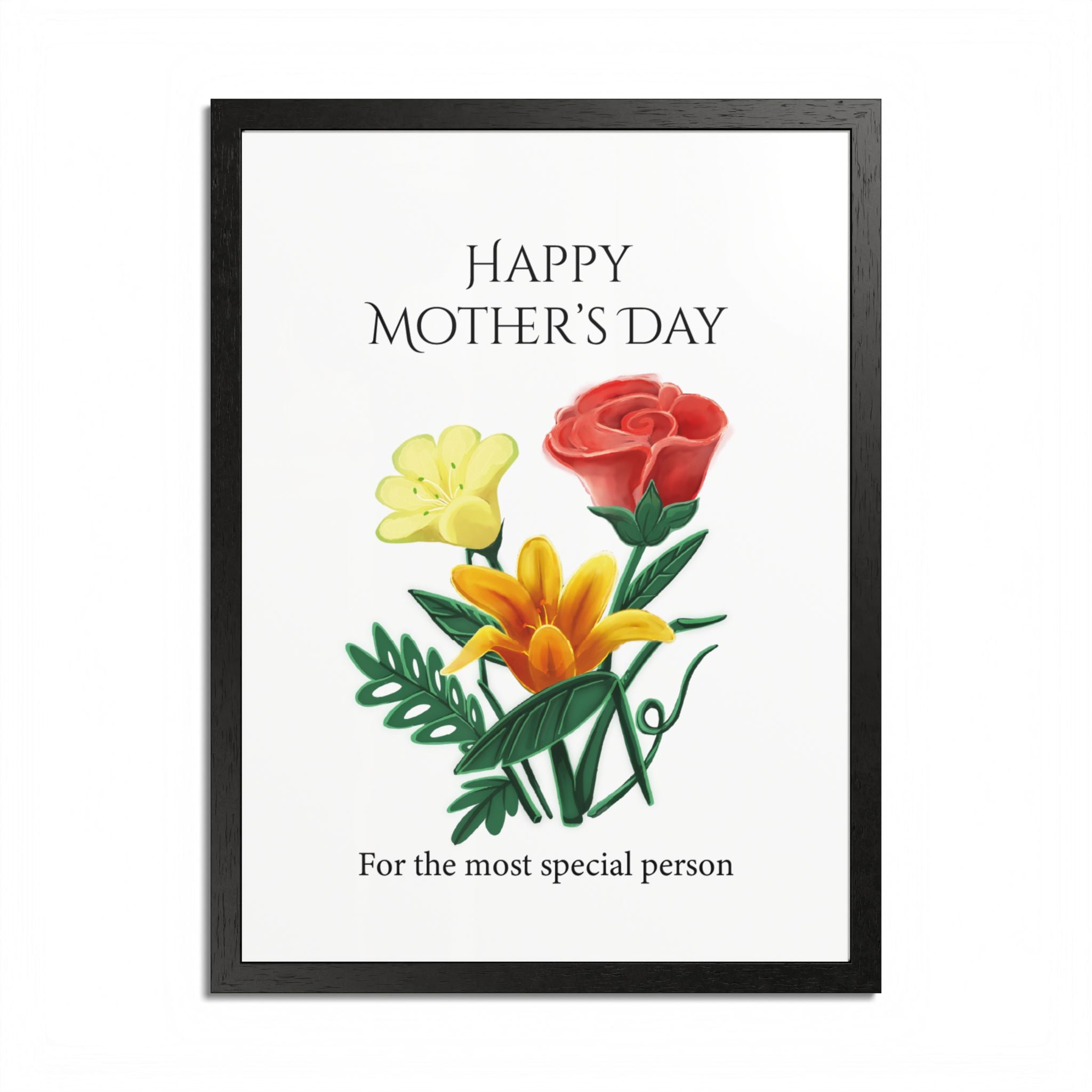 Mother’s Day Framed Floral Poster – Happy Mother’s Day Wall Art for Mom | Floral Gift Decor