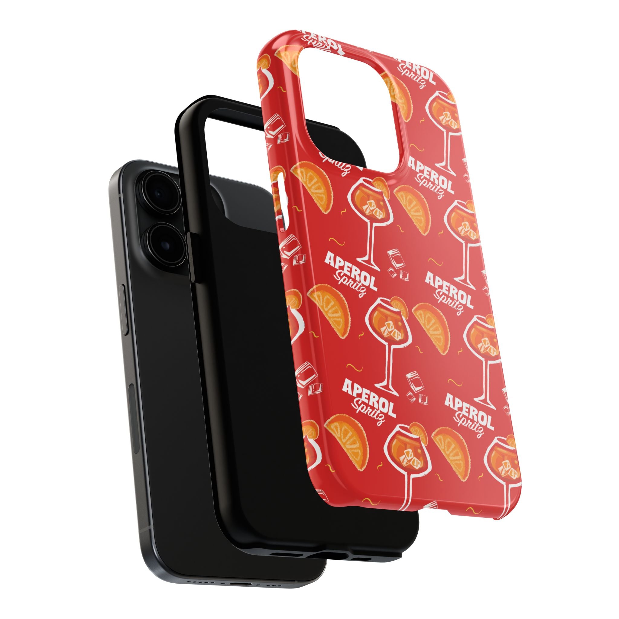 Aperol Spritz Tough Phone Case — Red Cocktail Pattern Protective Cover