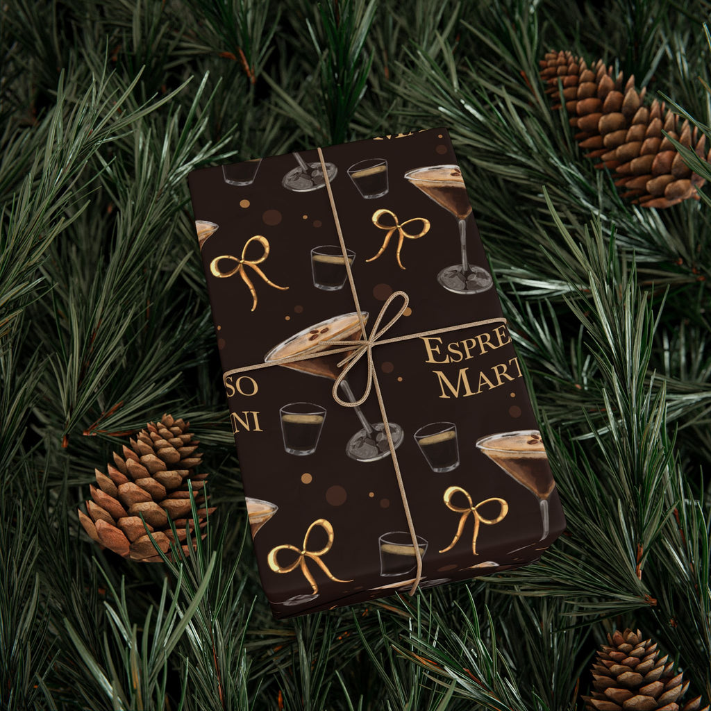 Espresso Martini Wrapping Paper Roll — Dark Brown Espresso Collection Inspired Design