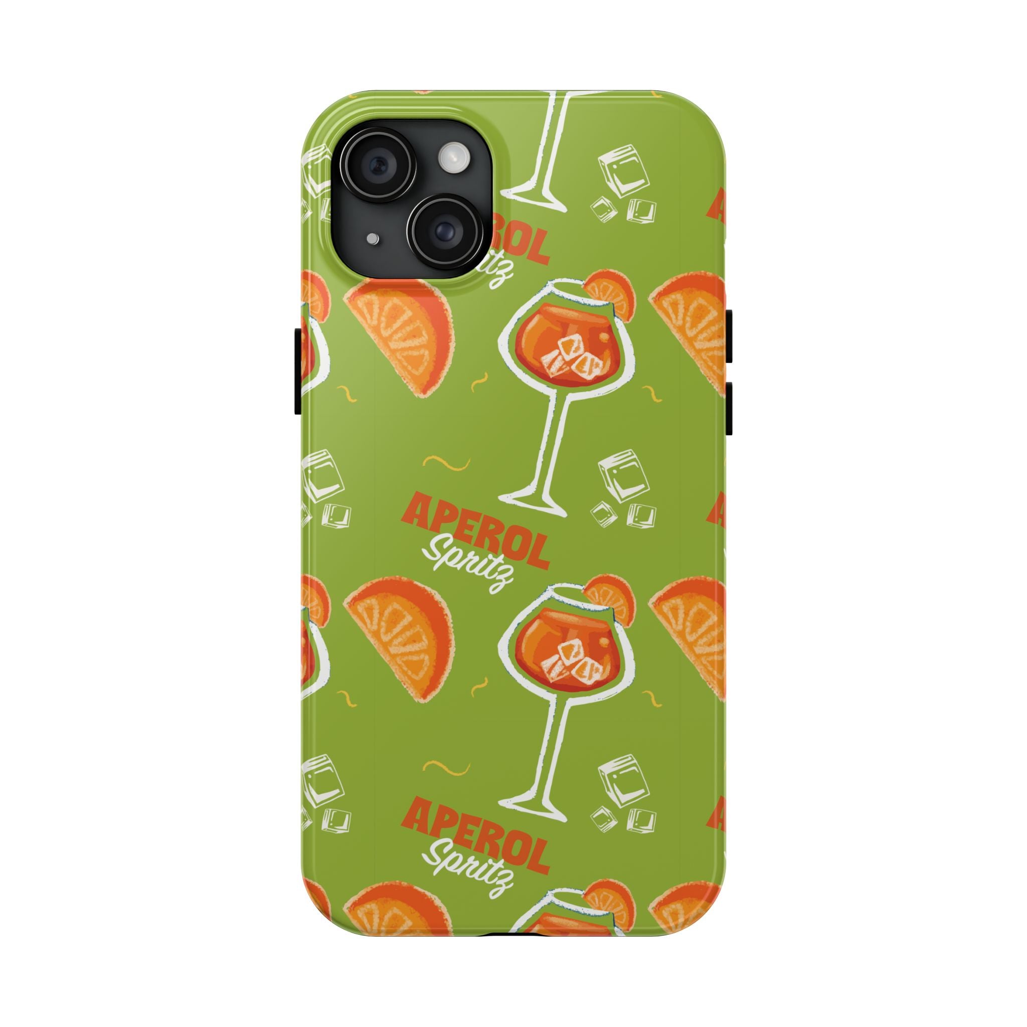 Aperol Spritz Tough Phone Case — Green Cocktail Pattern Phone Cover